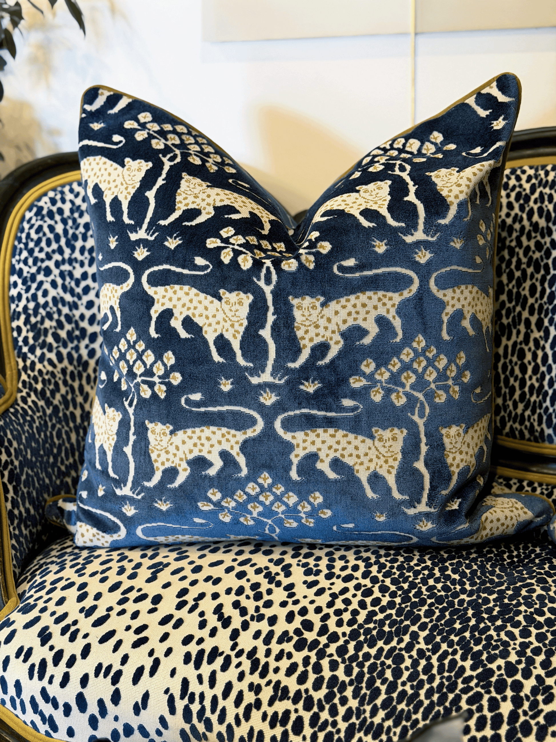 Woodland Leopard, Sapphire – Euro Pillow