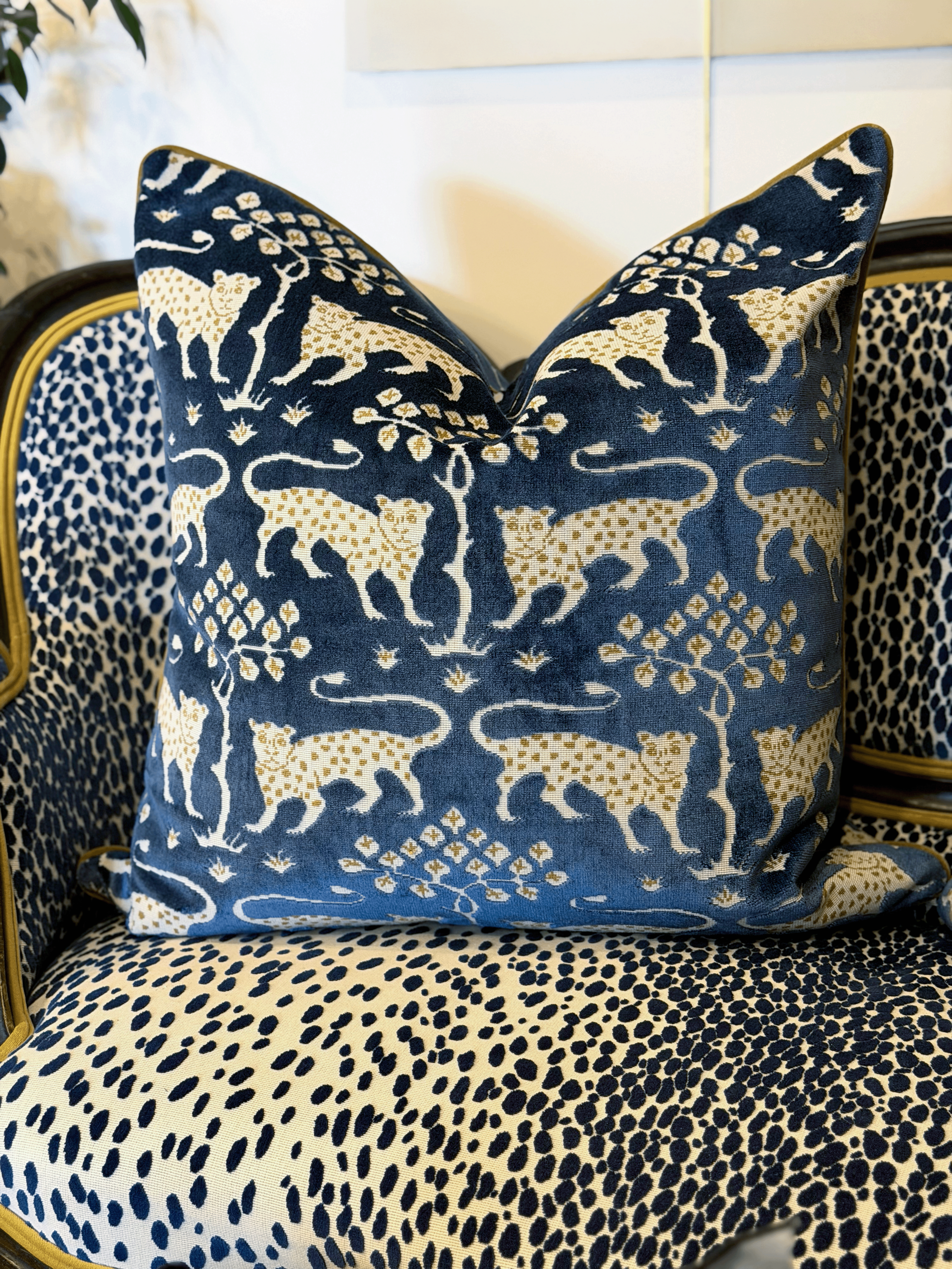 Woodland Leopard, Sapphire – Euro Pillow