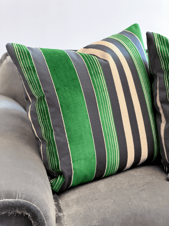 Cayman Bold Stripes, Emerald – Large Throw Pillow