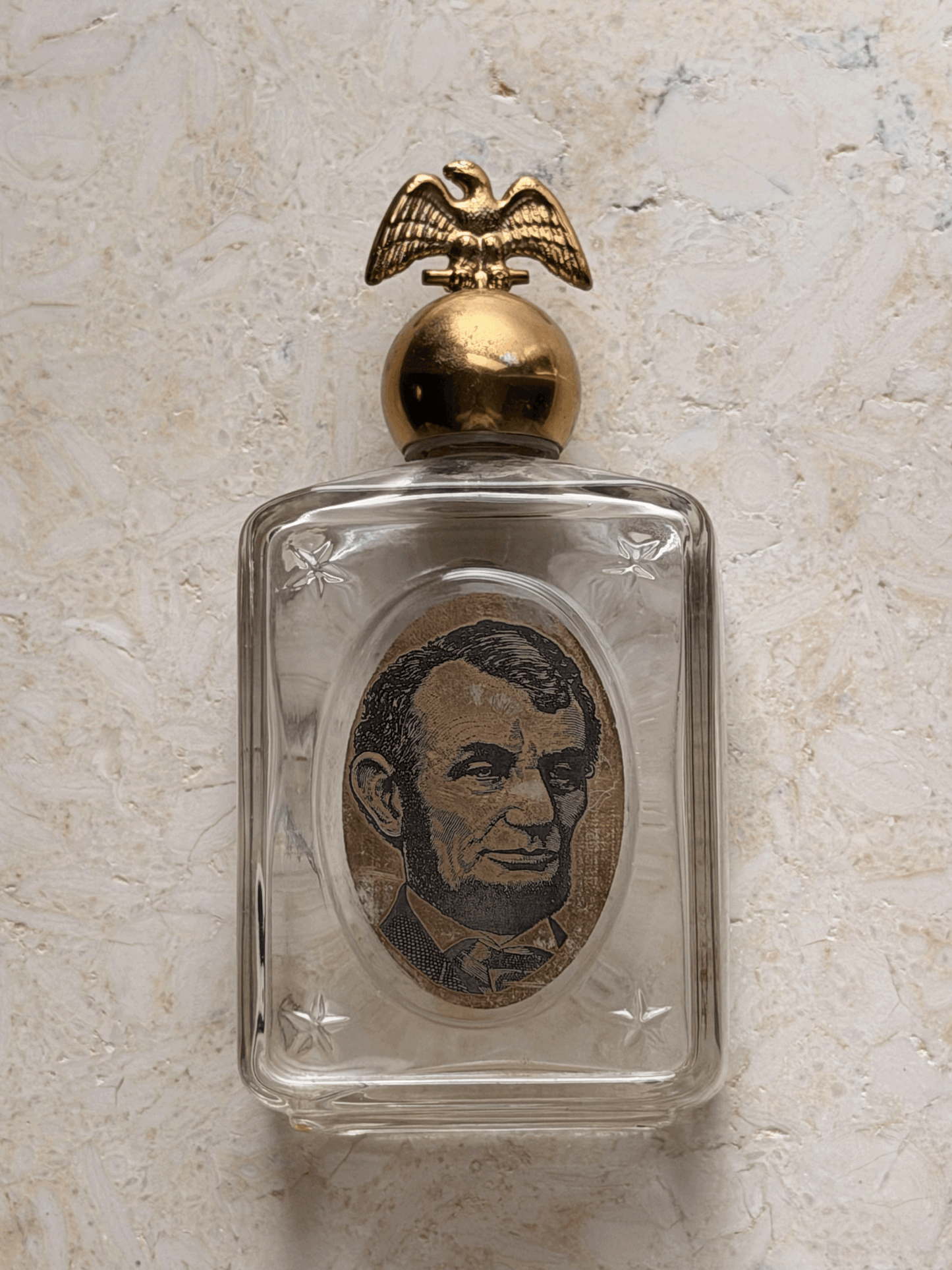 Vintage 1970s Avon Aftershave Glass Bottle, President Lincoln