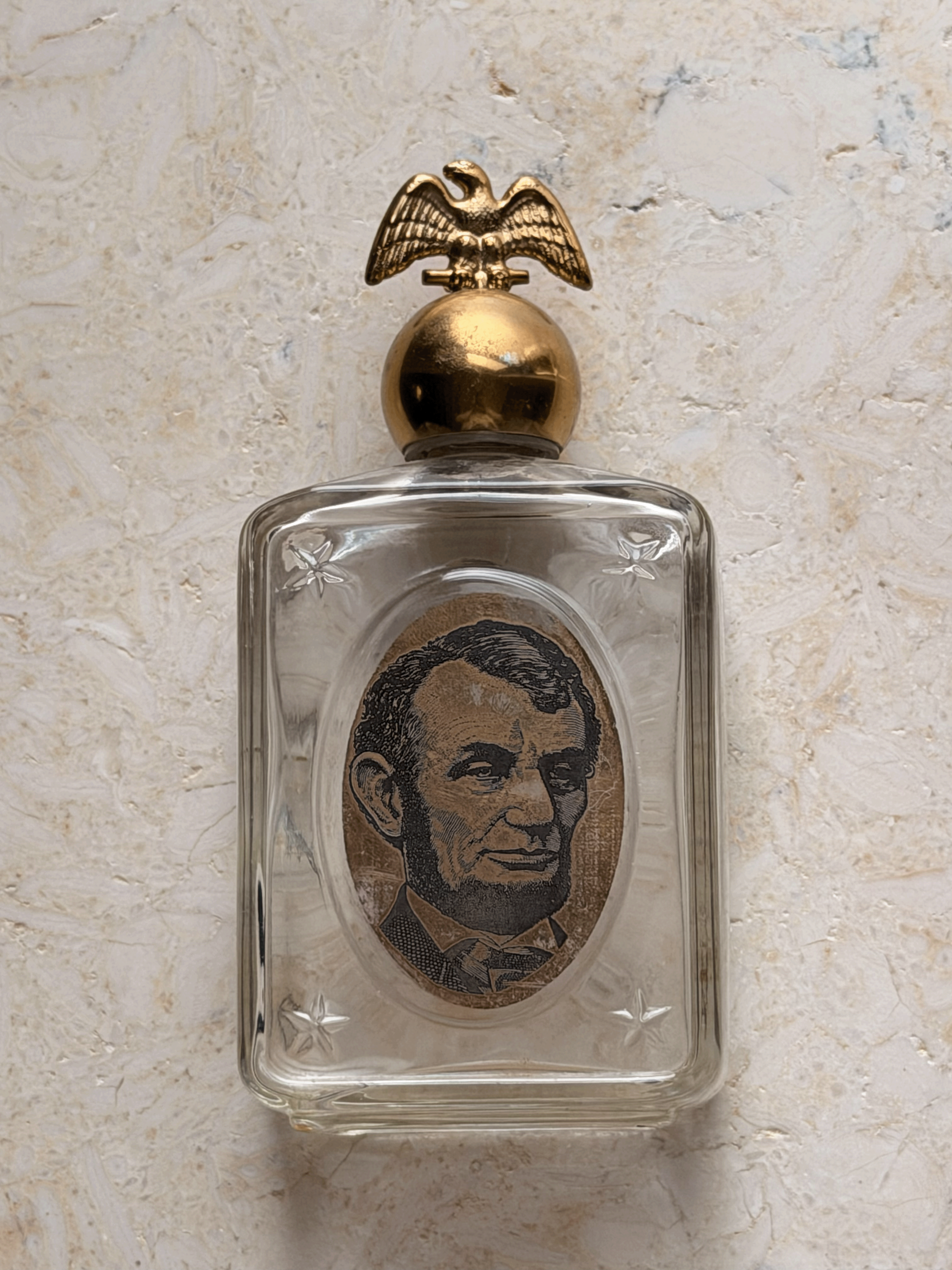 Vintage 1970s Avon Aftershave Glass Bottle, President Lincoln