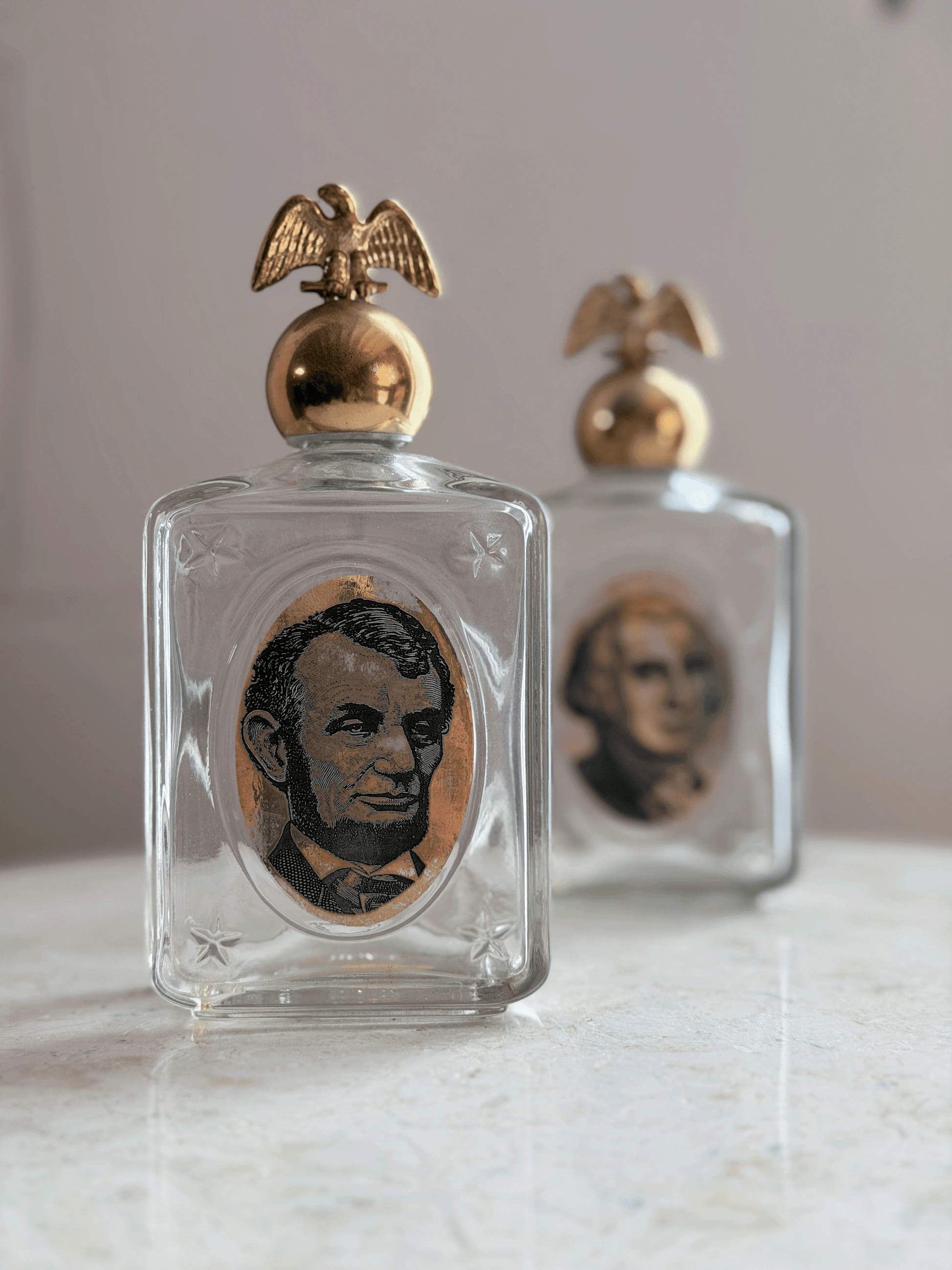 Vintage 1970s Avon Aftershave Glass Bottle, President Lincoln