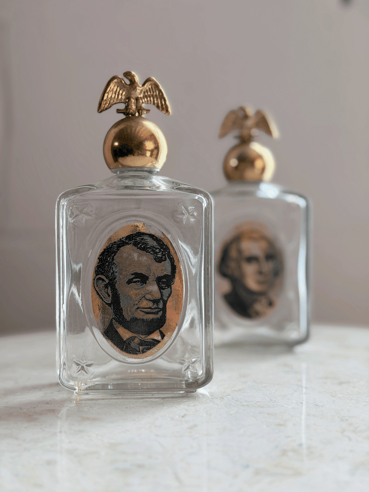 Vintage 1970s Avon Aftershave Glass Bottle, President Lincoln