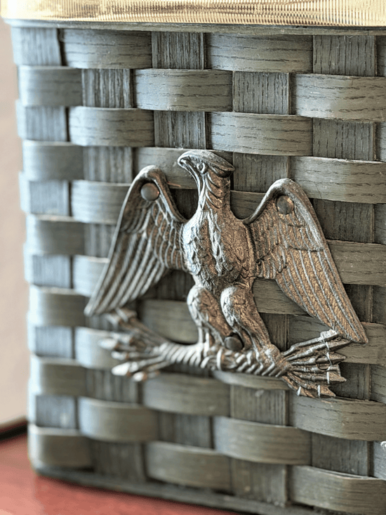 Vintage Green Woven Basket with Metal Eagle