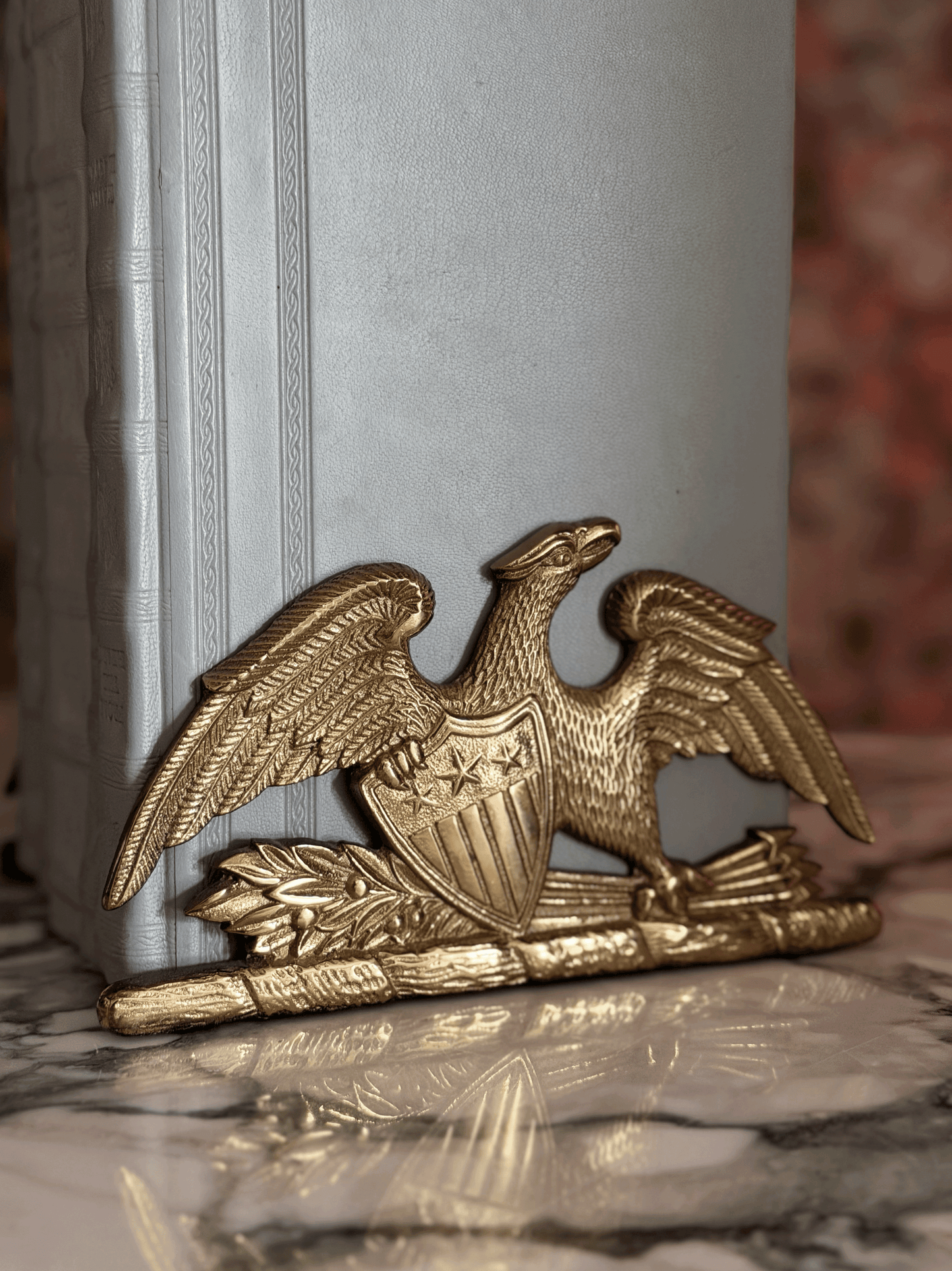 Brass Cast Eagle with Shield Bookends, Set