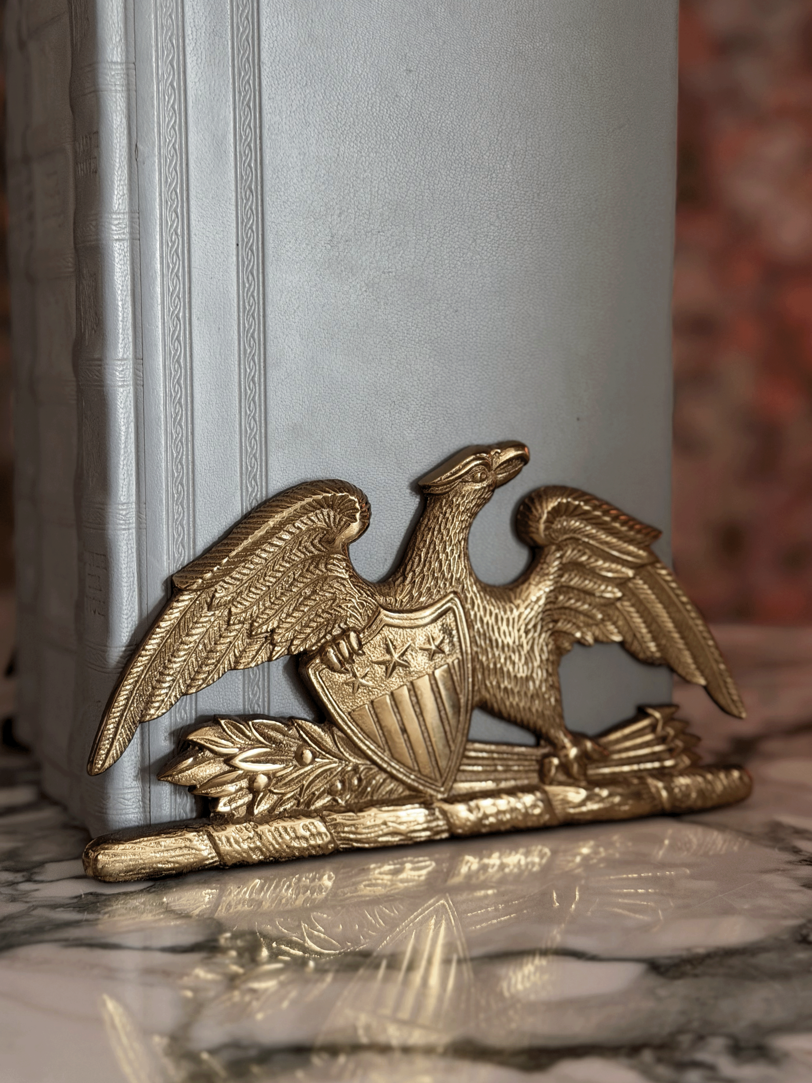 Brass Cast Eagle with Shield Bookends, Set