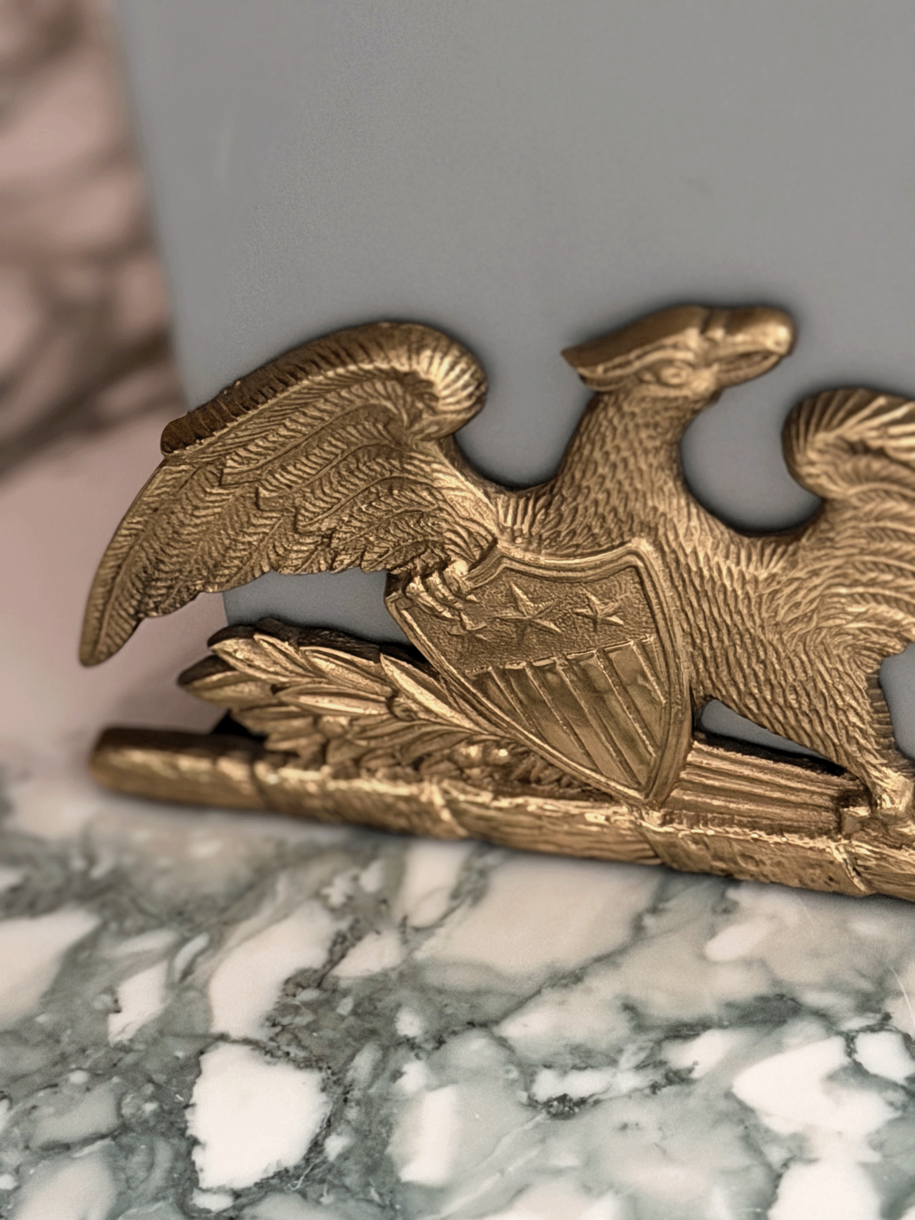 Brass Cast Eagle with Shield Bookends, Set