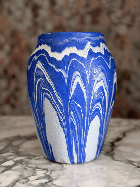 Vintage Ozark Roadside Tourist Pottery Blue Vase