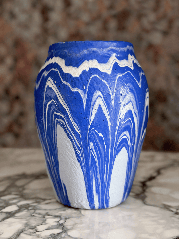 Vintage Ozark Roadside Tourist Pottery Blue Vase