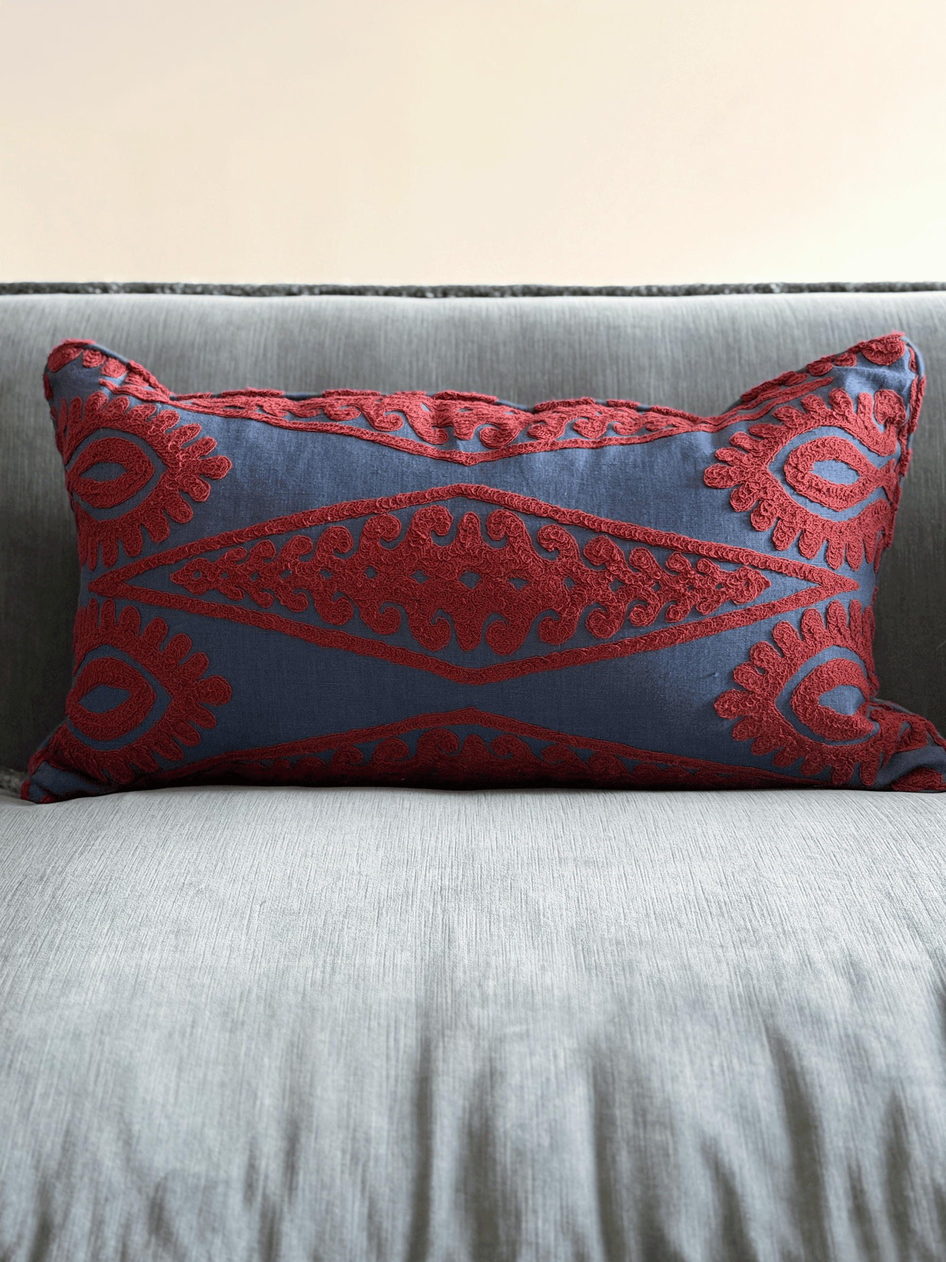Seema, Blue & Red – Lumbar Pillow