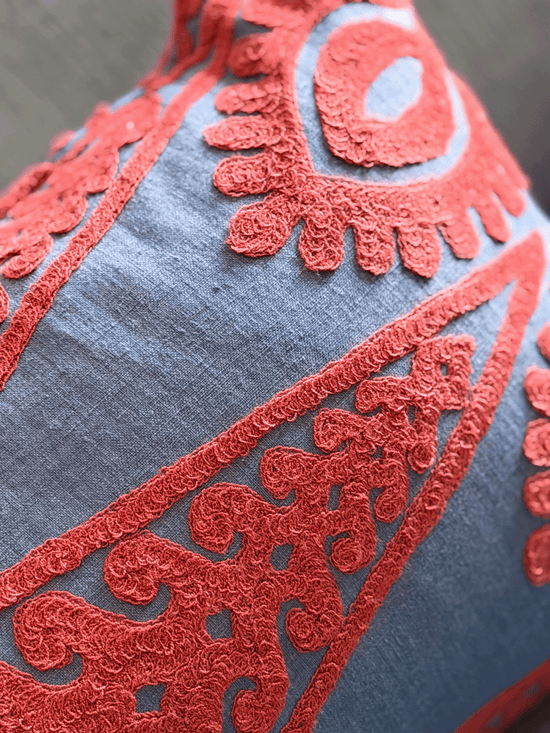 Seema, Blue & Red – Lumbar Pillow