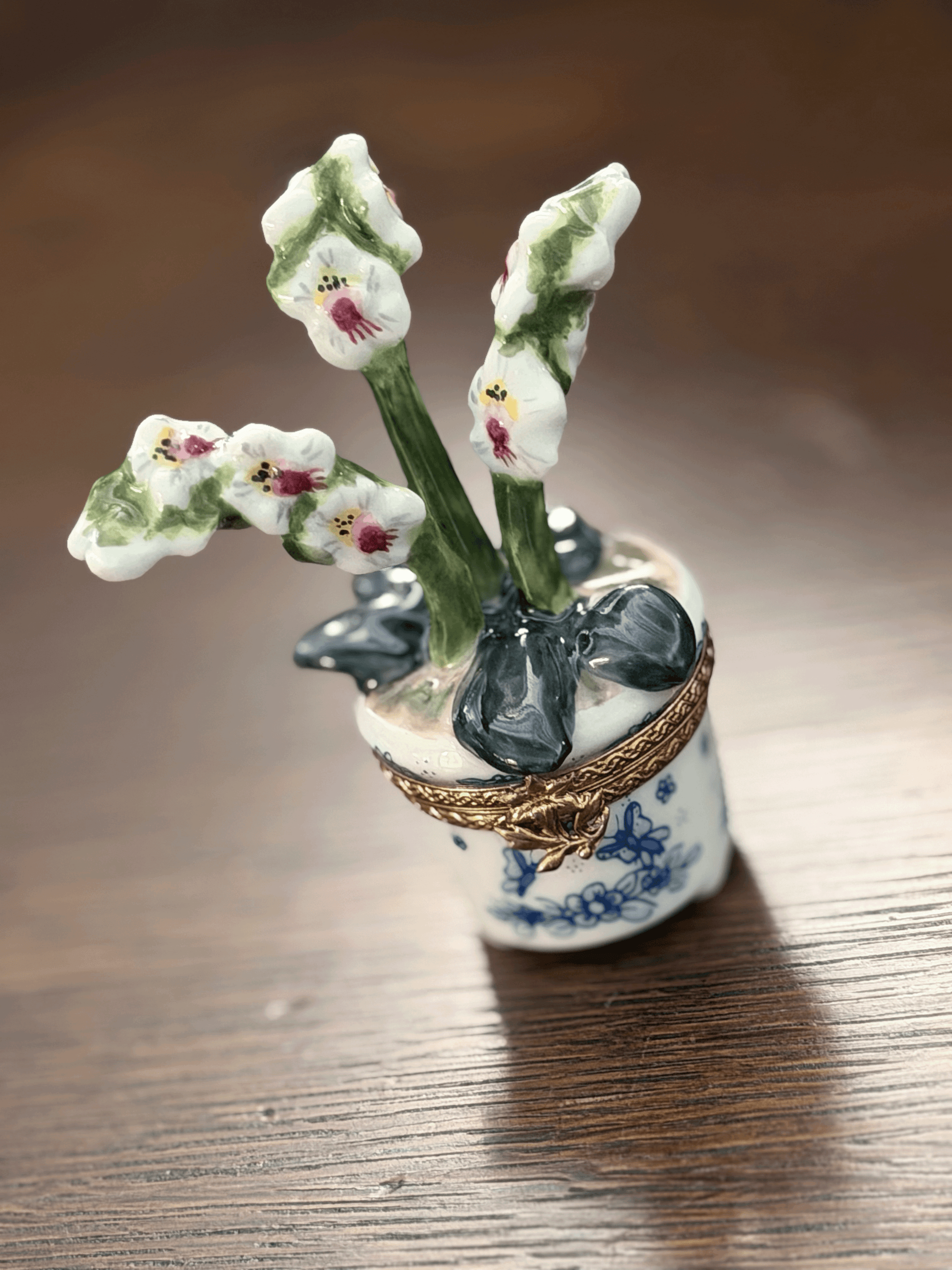 Orchid in a Pot, Limoges Trinket Box