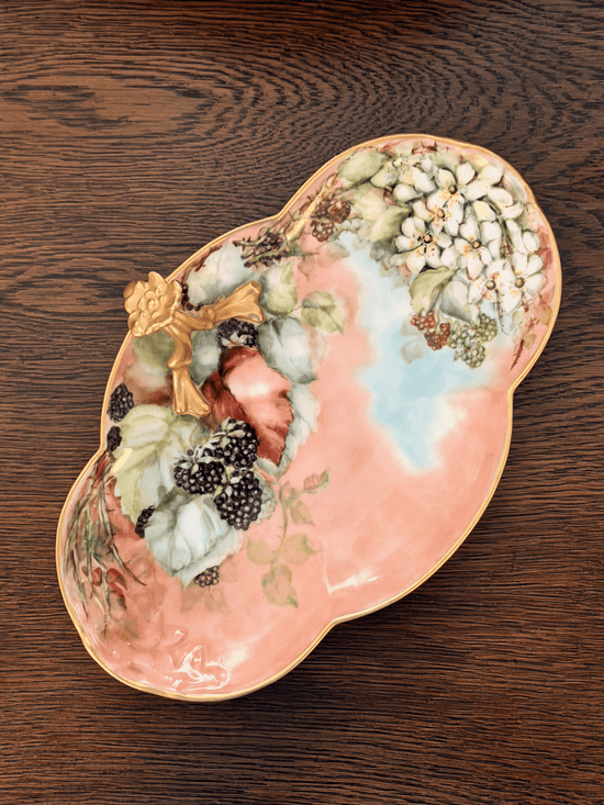 Limoges Candy Dish with Berries and Flowers
