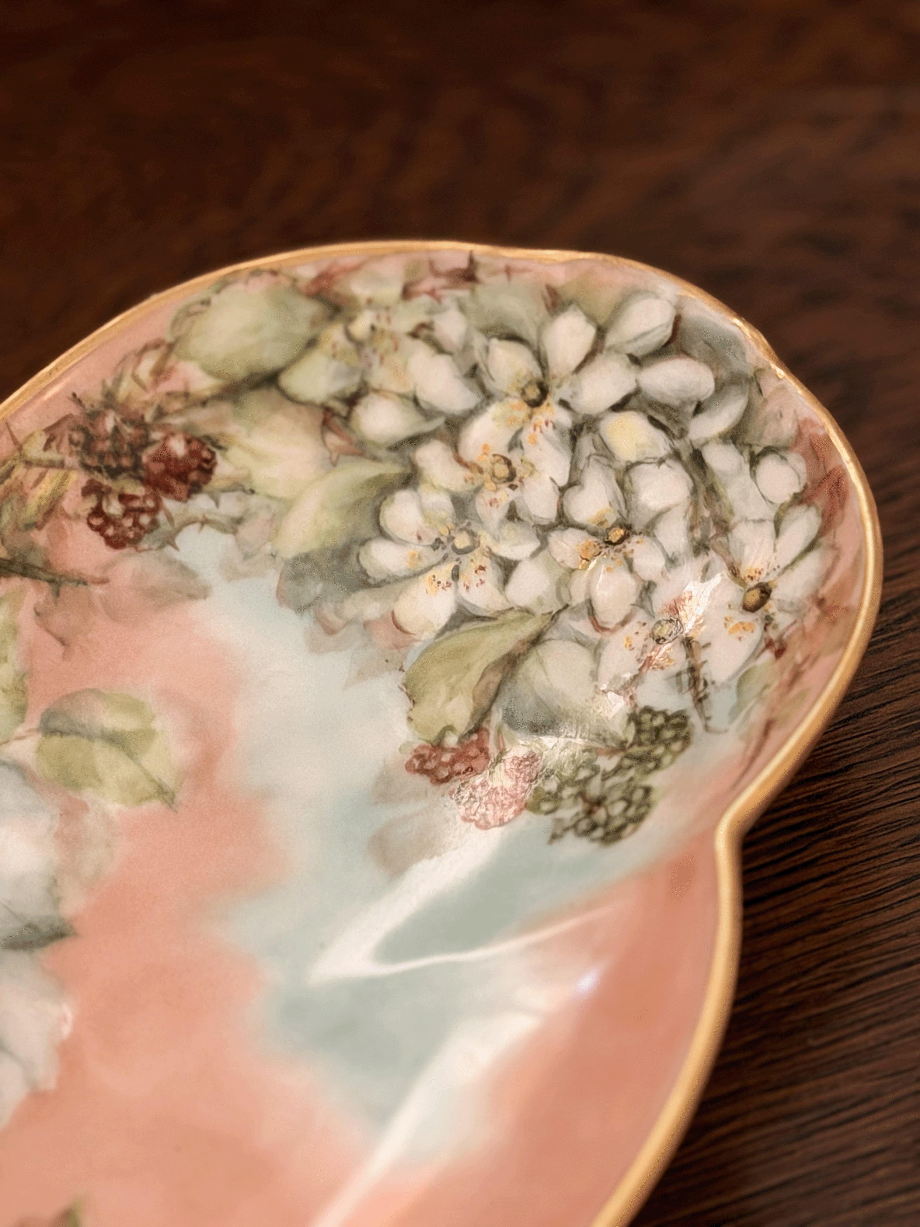 Limoges Candy Dish with Berries and Flowers