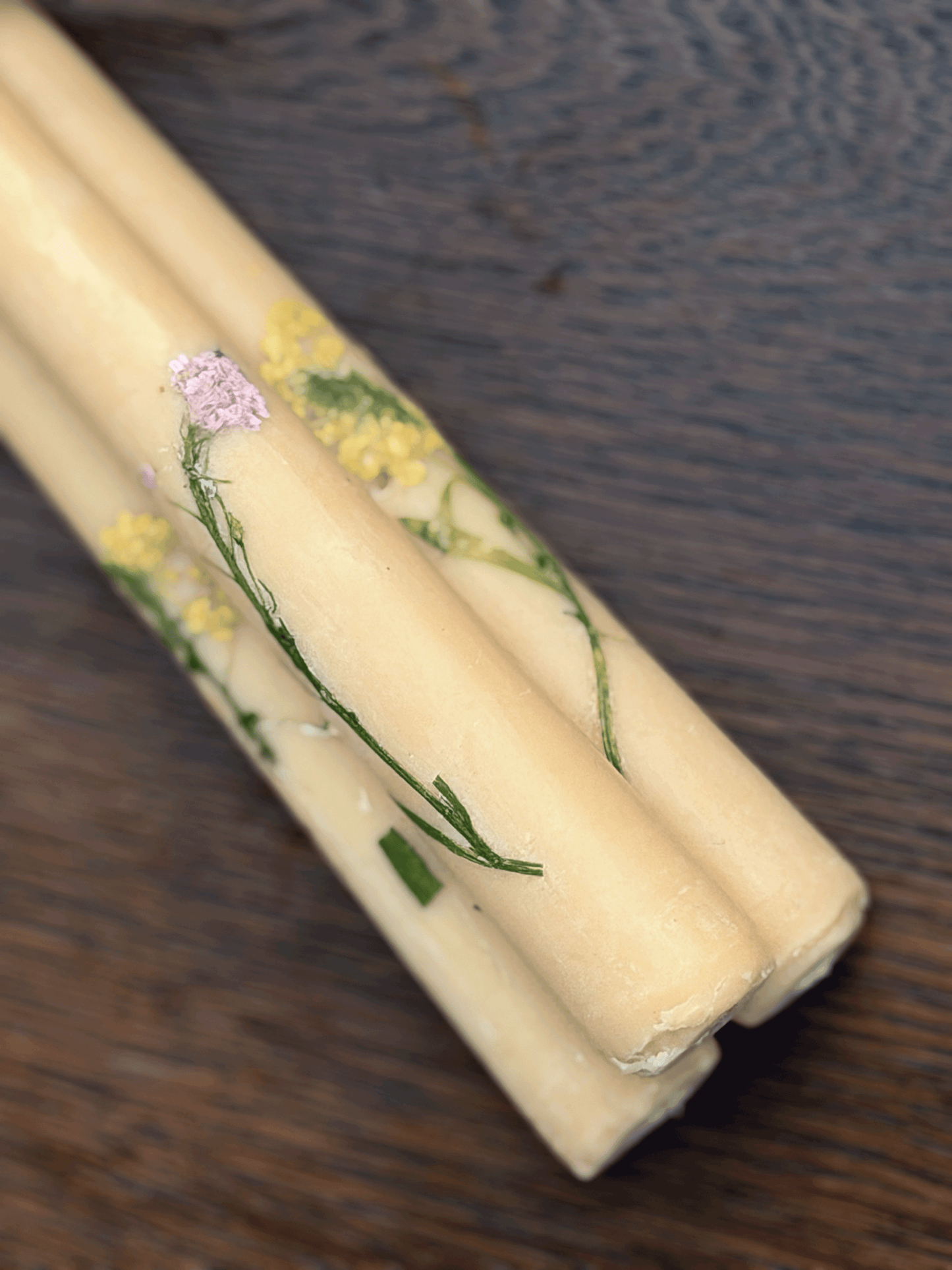 Floral Inlaid Tapered Candles, Set
