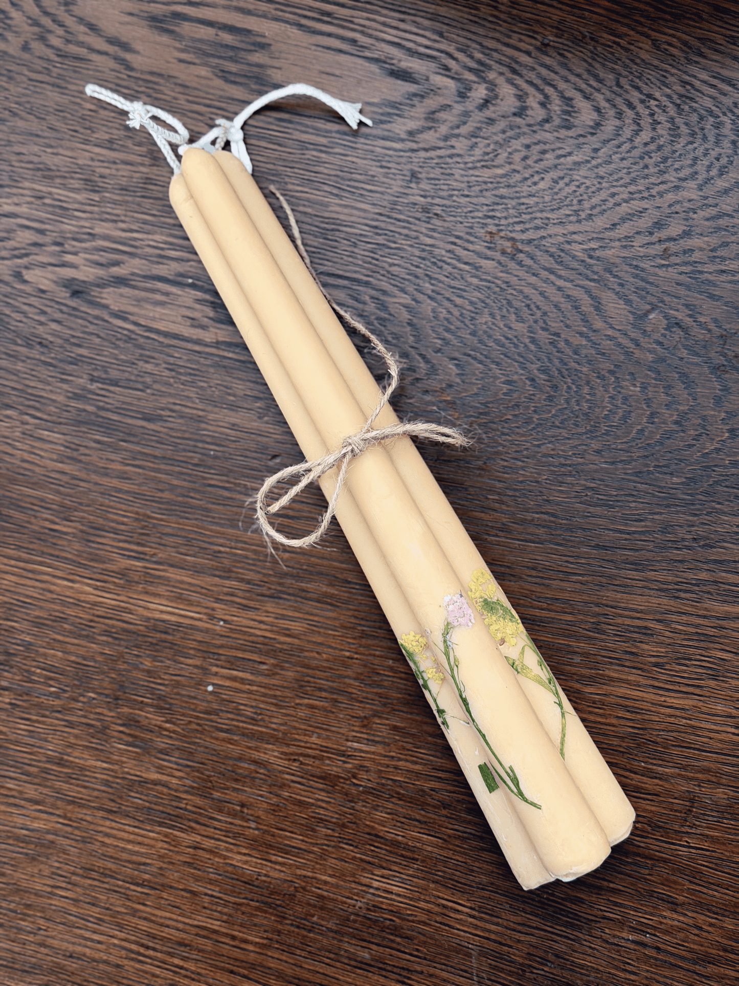Floral Inlaid Tapered Candles, Set