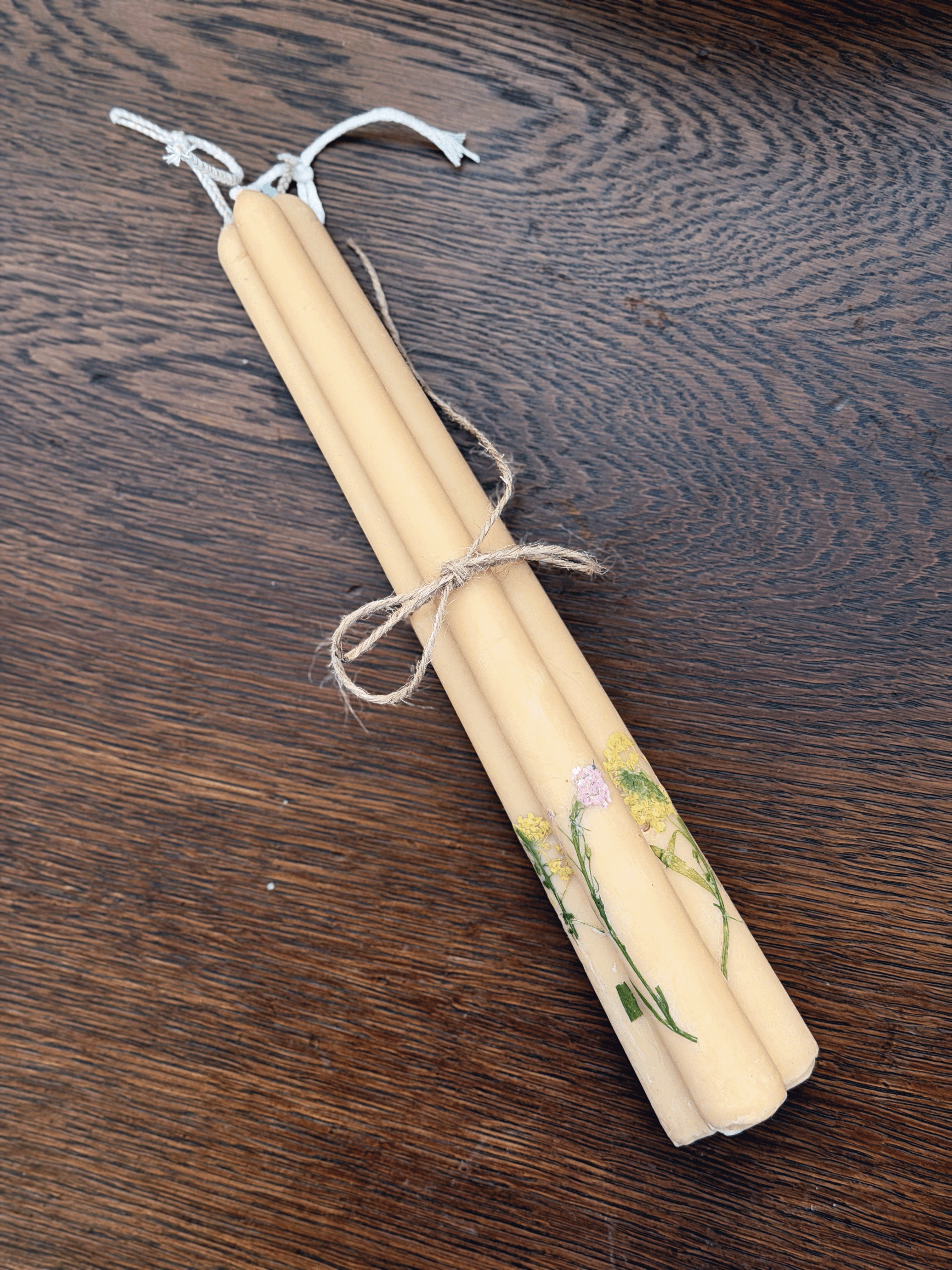 Floral Inlaid Tapered Candles, Set