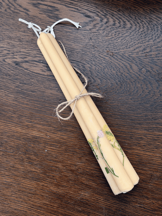 Floral Inlaid Tapered Candles, Set