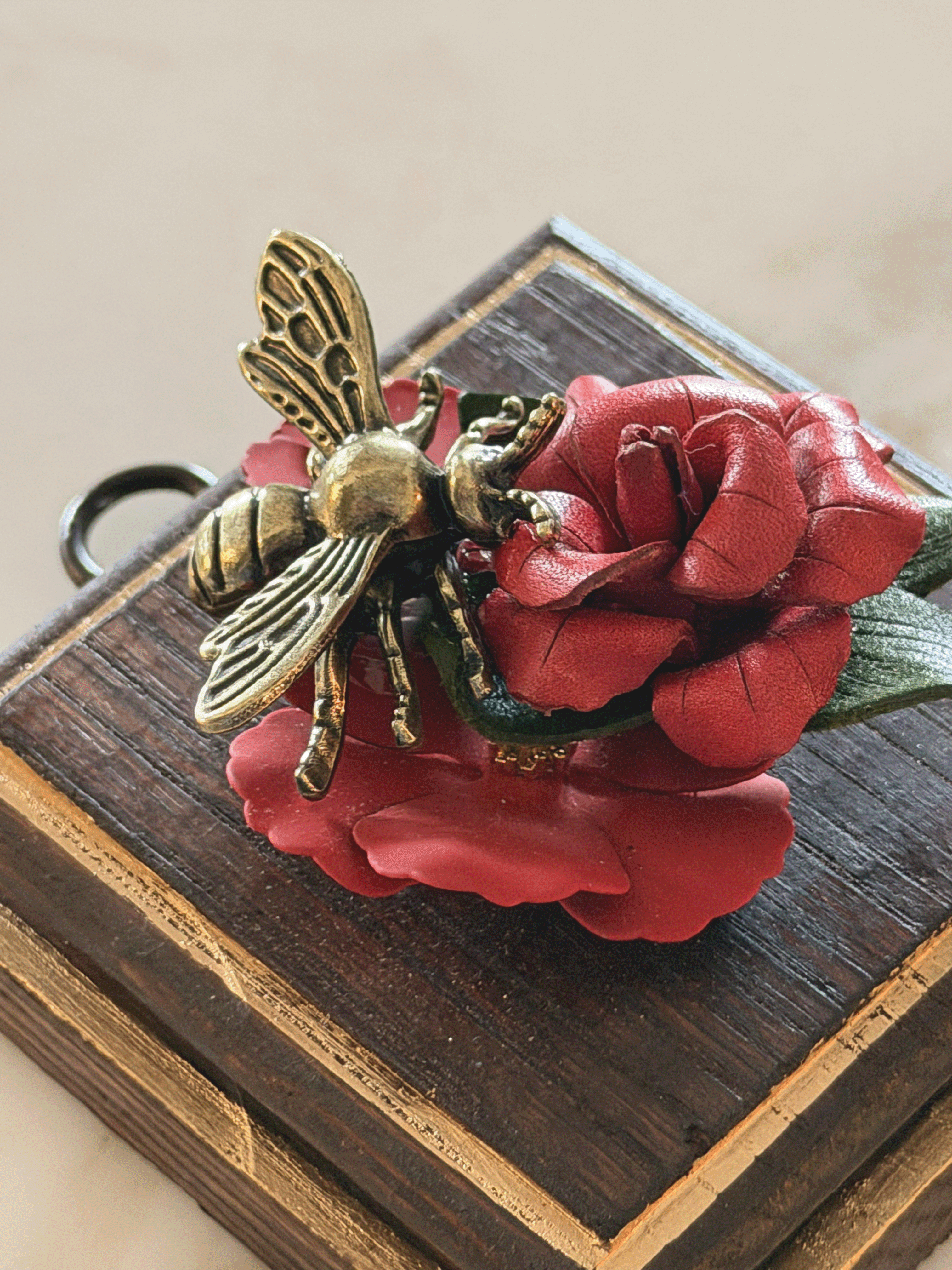 Bee on Leather Rose, Museum Bee