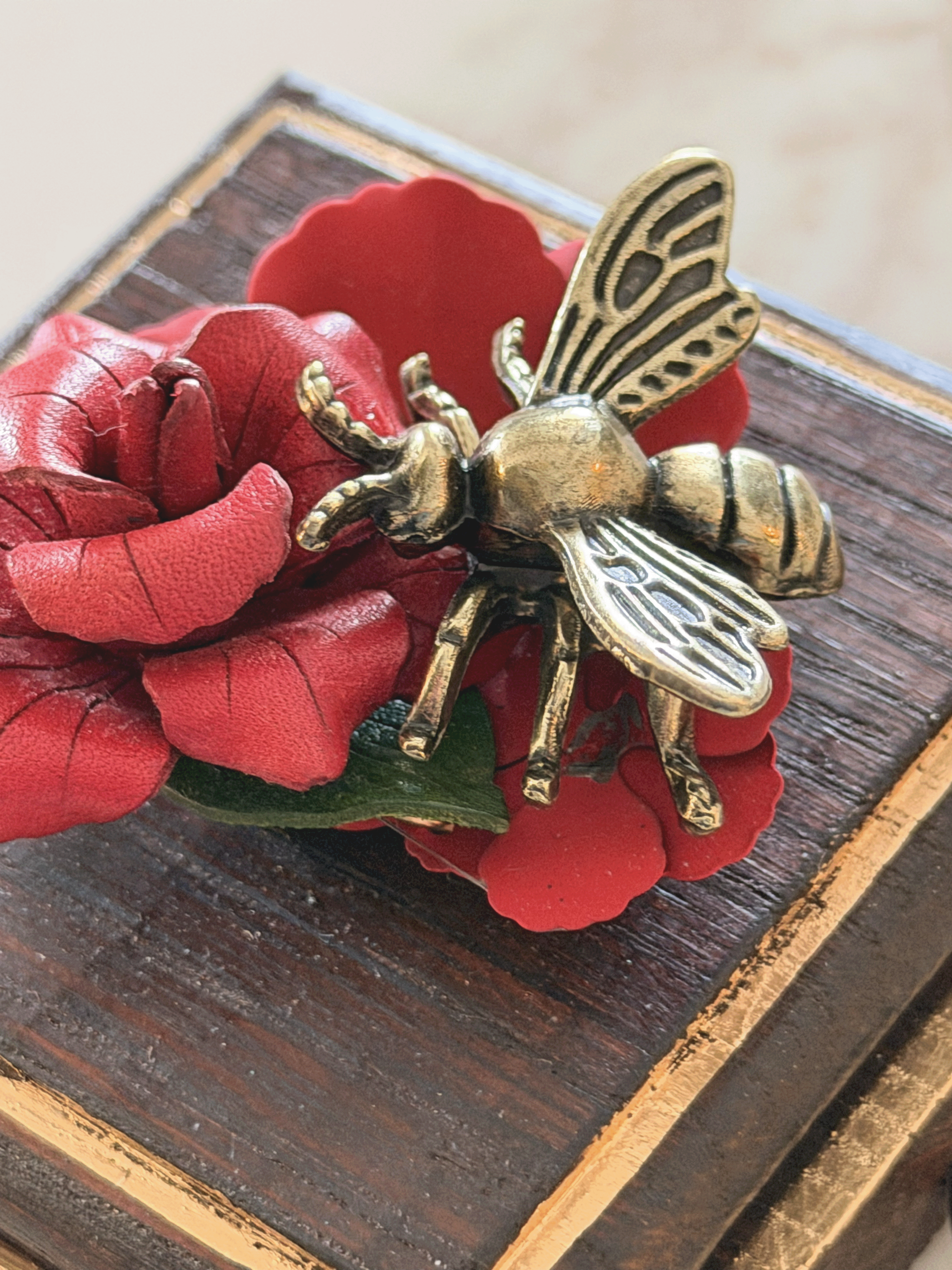 Bee on Leather Rose, Museum Bee