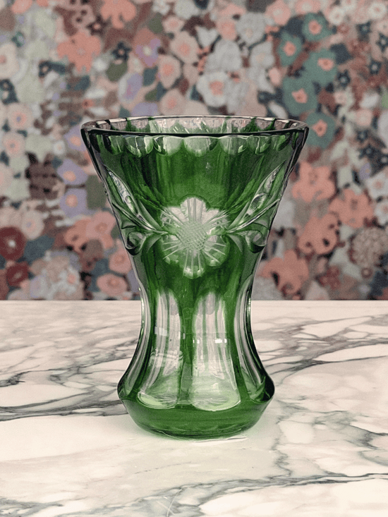 Cut to Clear Green Vase