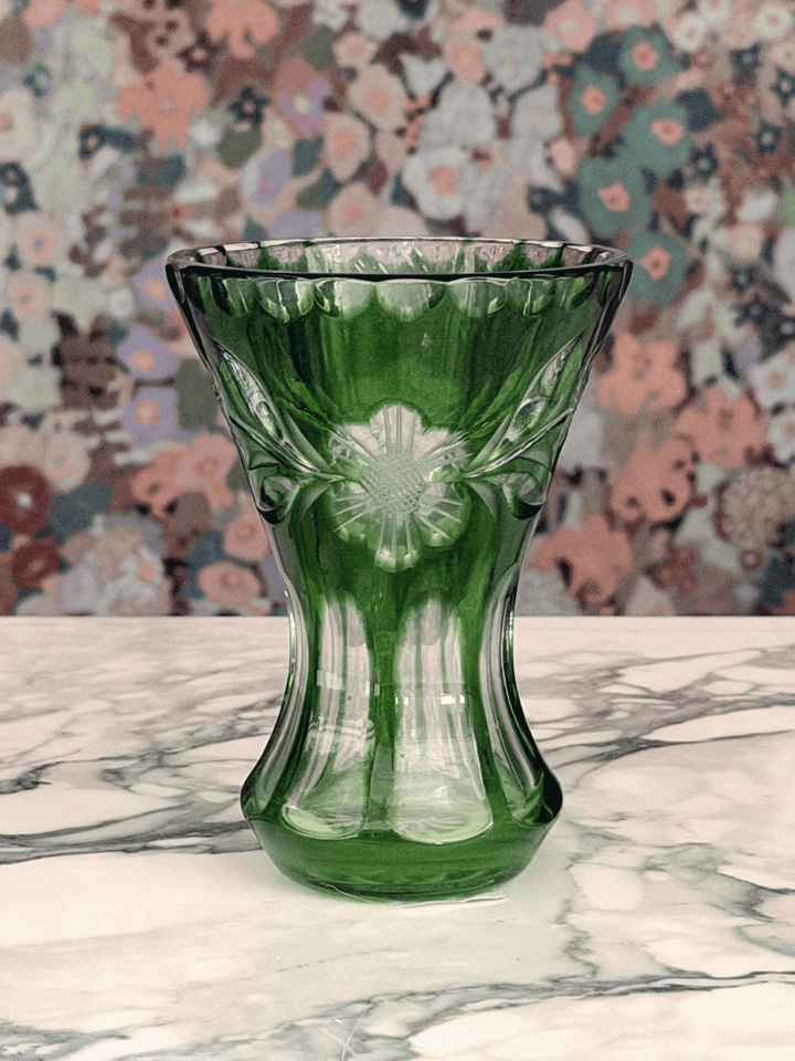 Cut to Clear Green Vase