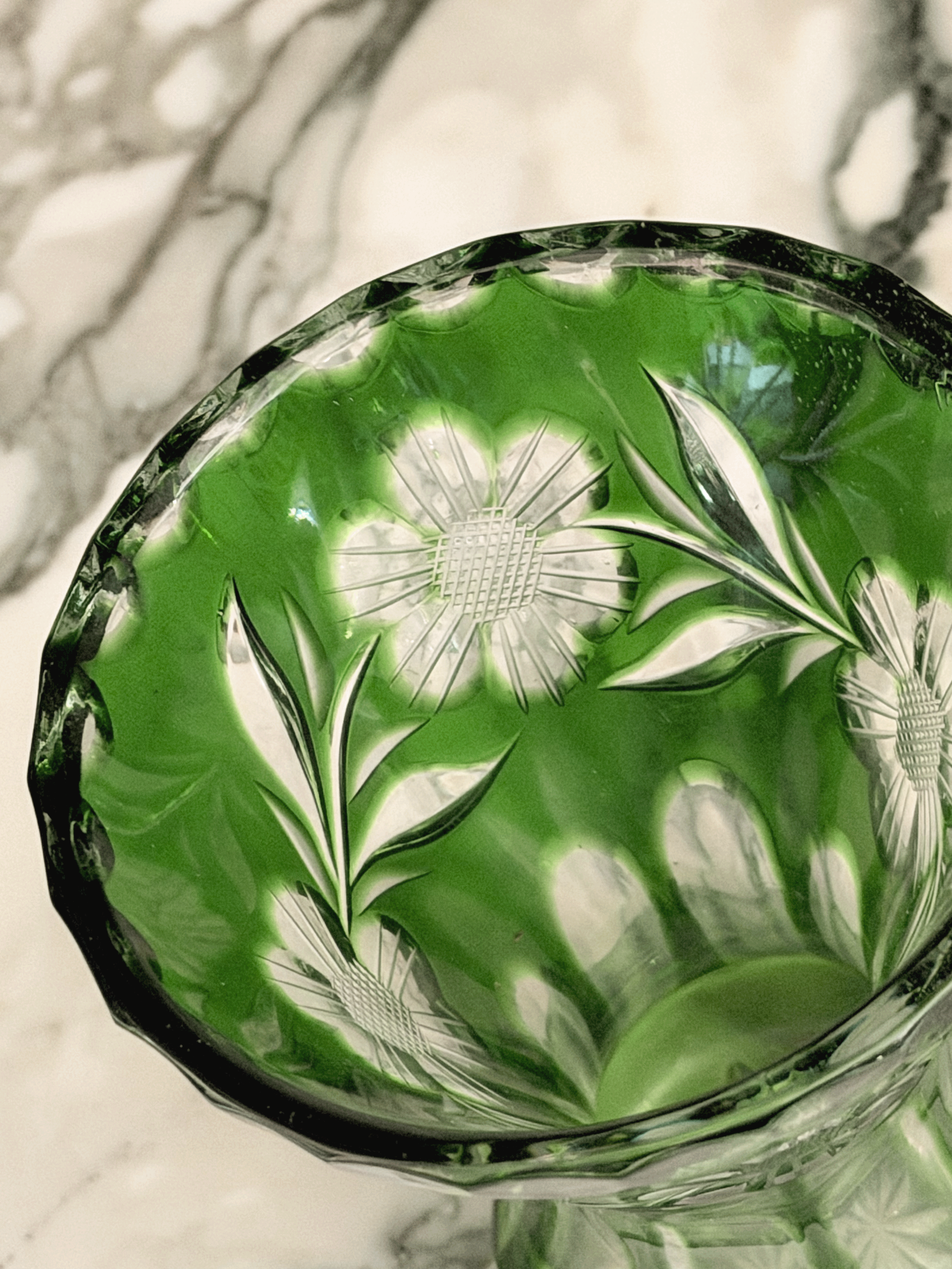 Cut to Clear Green Vase