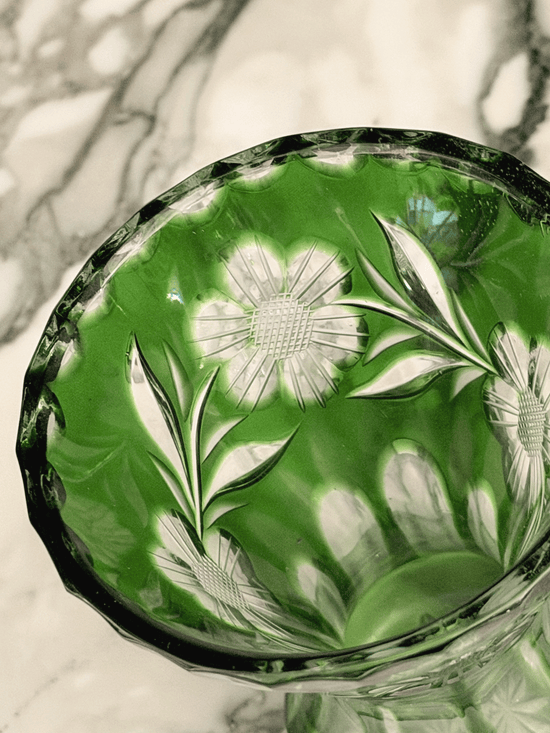Cut to Clear Green Vase