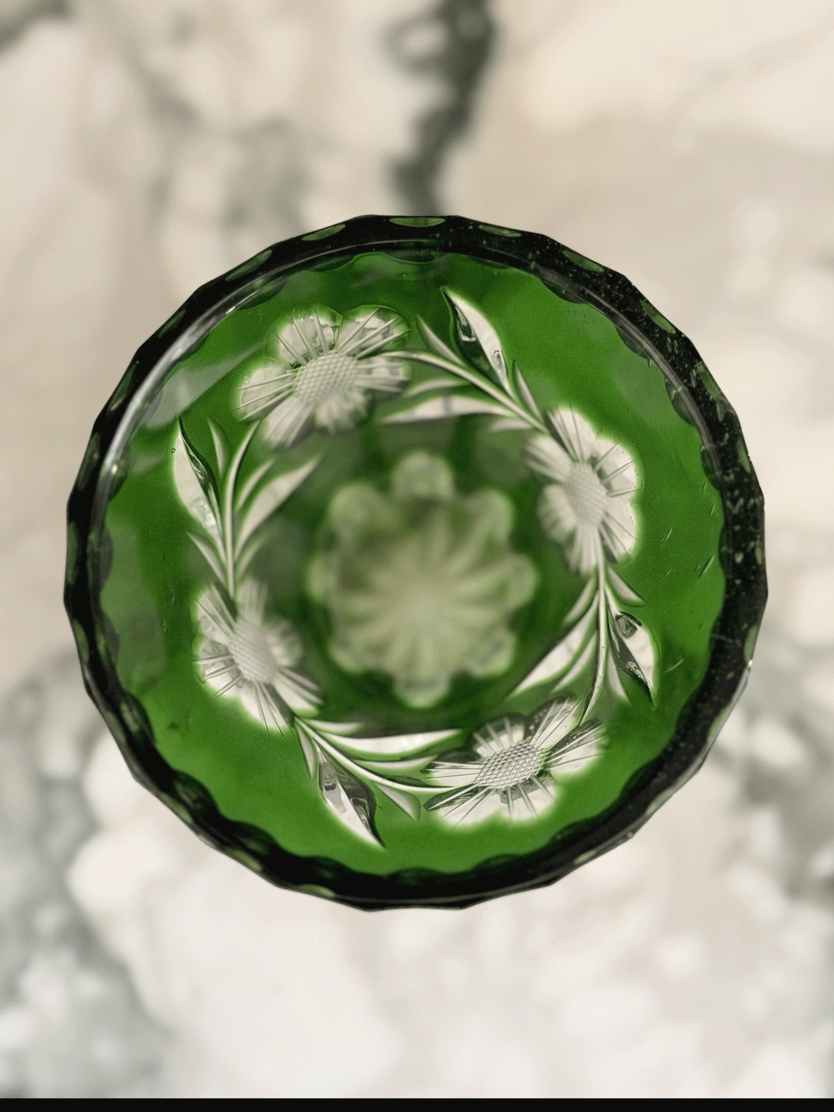 Cut to Clear Green Vase