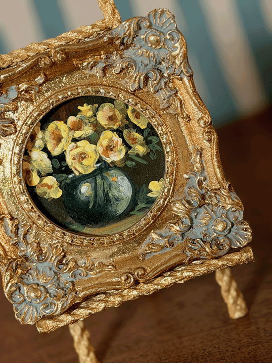 Yellow Floral Mini, Original Oil Painting