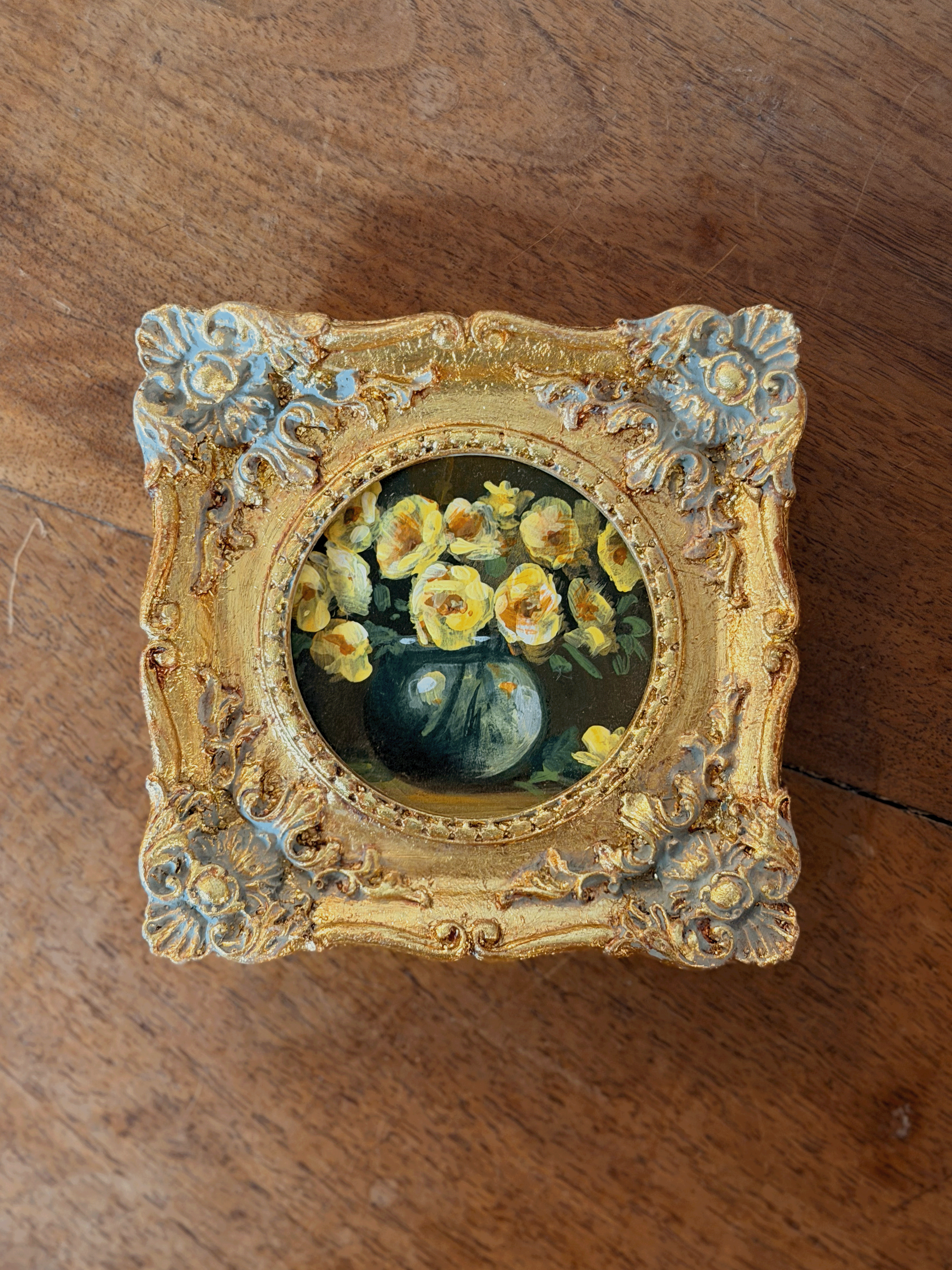 Yellow Floral Mini, Original Oil Painting
