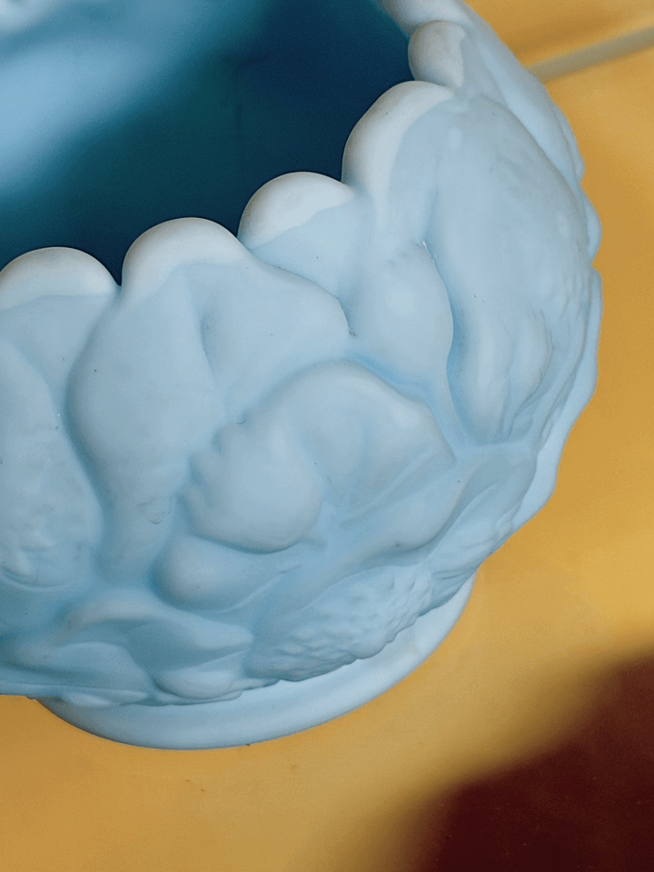 Satin Blue Glass Bowl, Fenton Glass