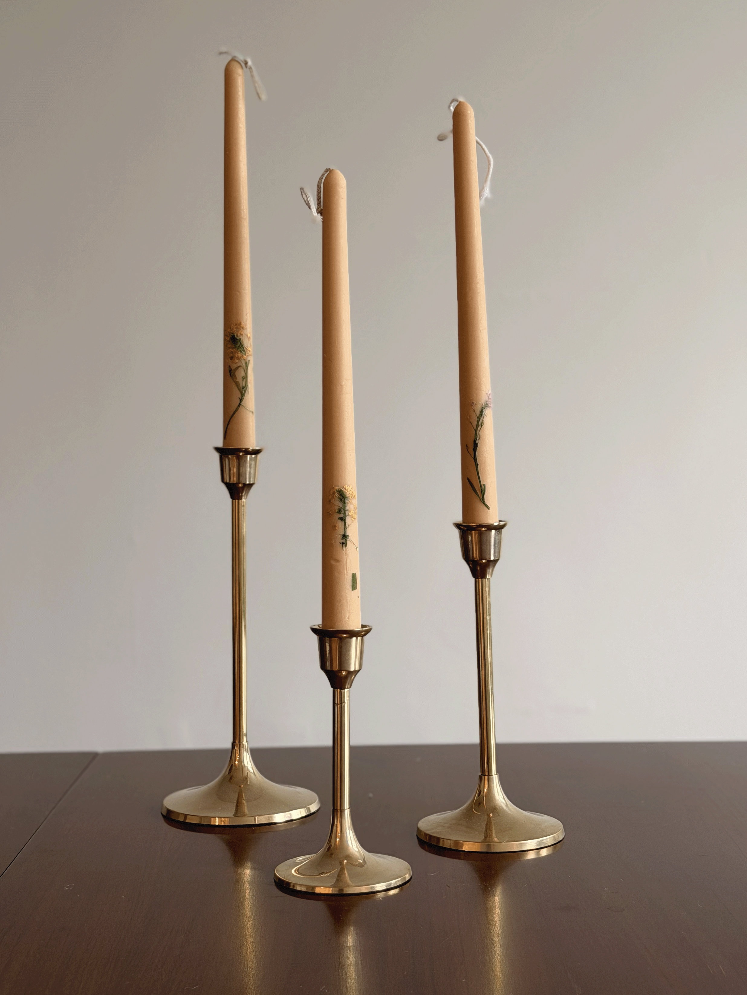 Floral Inlaid Tapered Candles, Set