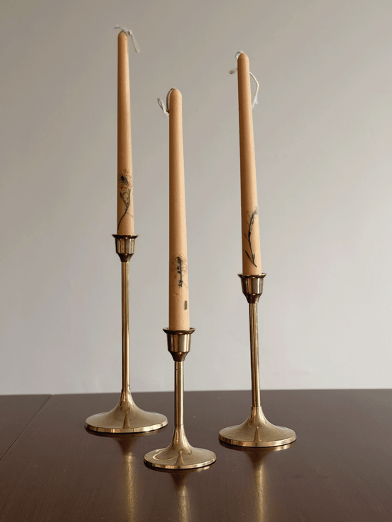 Floral Inlaid Tapered Candles, Set