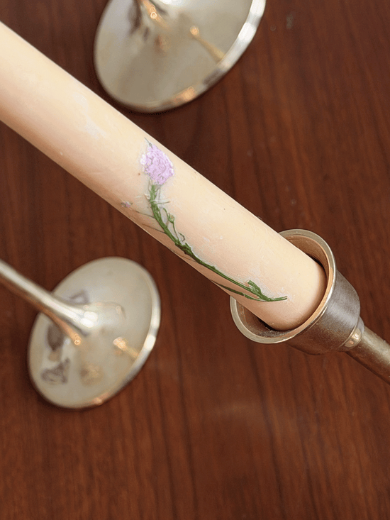 Floral Inlaid Tapered Candles, Set