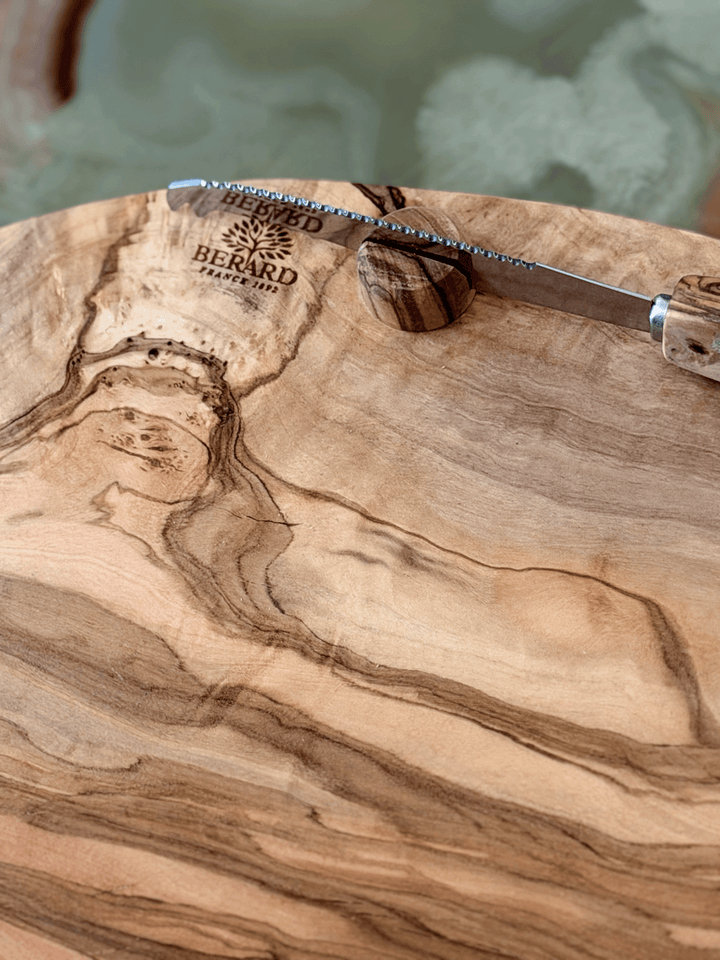 Olive Wood Cheese Board with Knife, Berard