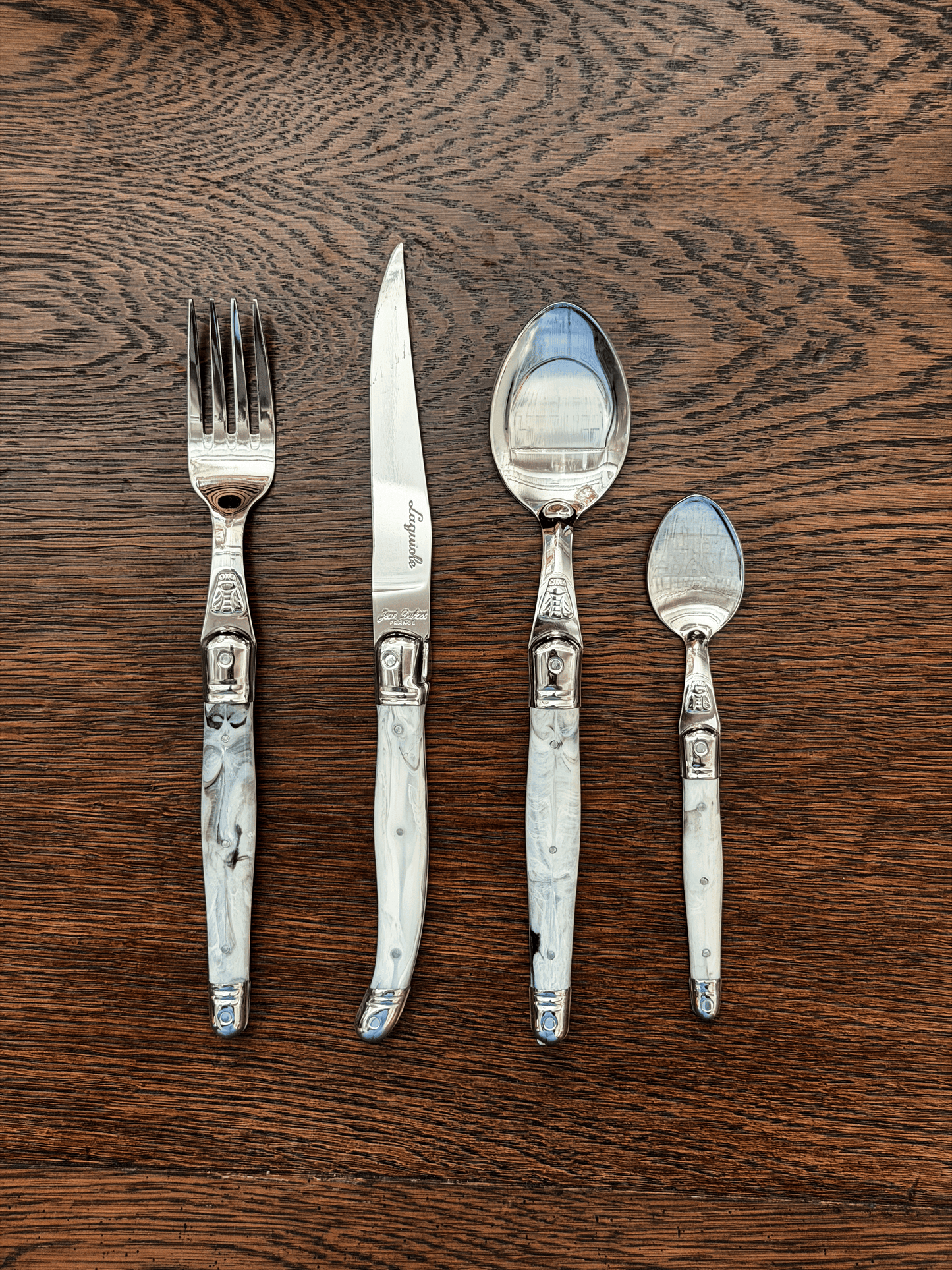 Jean Dubost Flatware in Marbled, 6 Sets