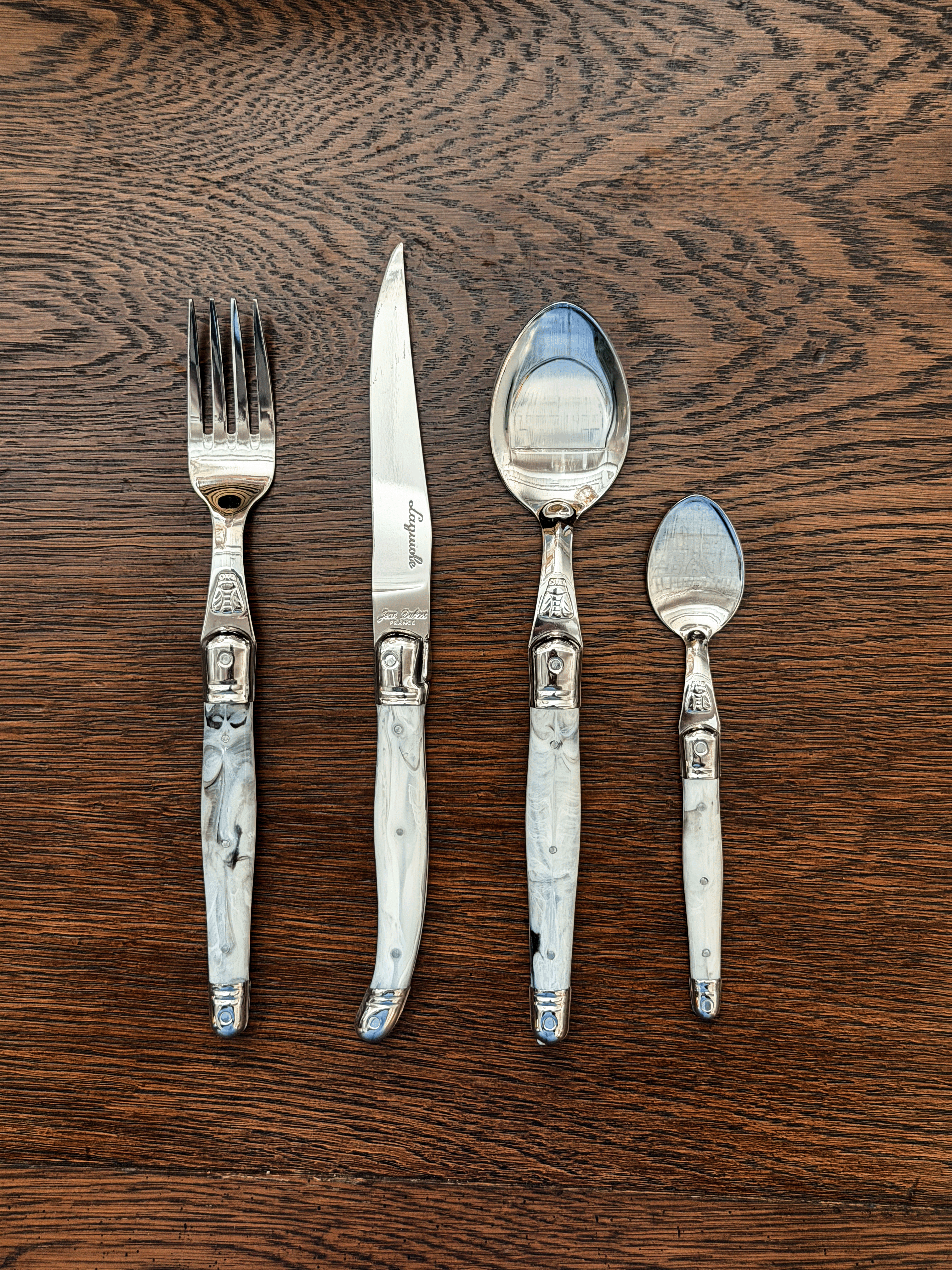 Jean Dubost Flatware in Marbled, 6 Sets