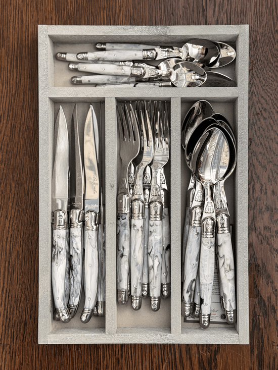 Jean Dubost Flatware in Marbled, 6 Sets