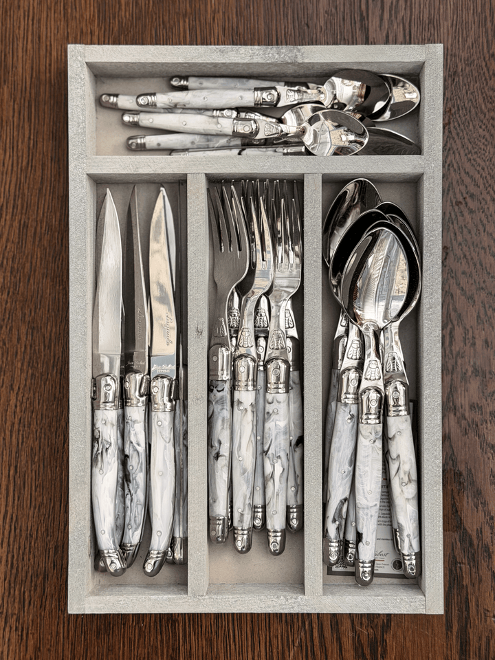 Jean Dubost Flatware in Marbled, 6 Sets