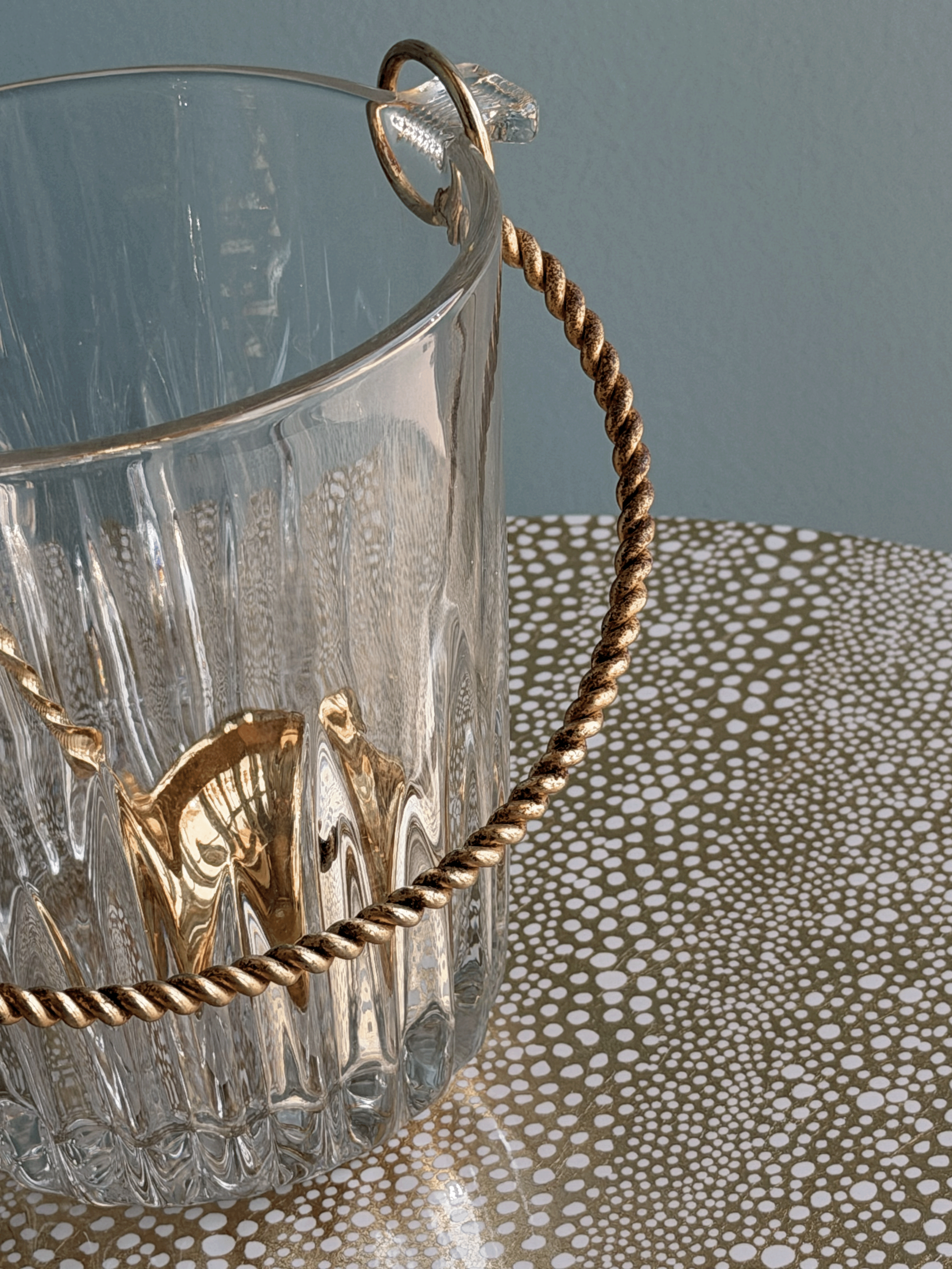 Vintage French Ice Bucket with Serving Spoon