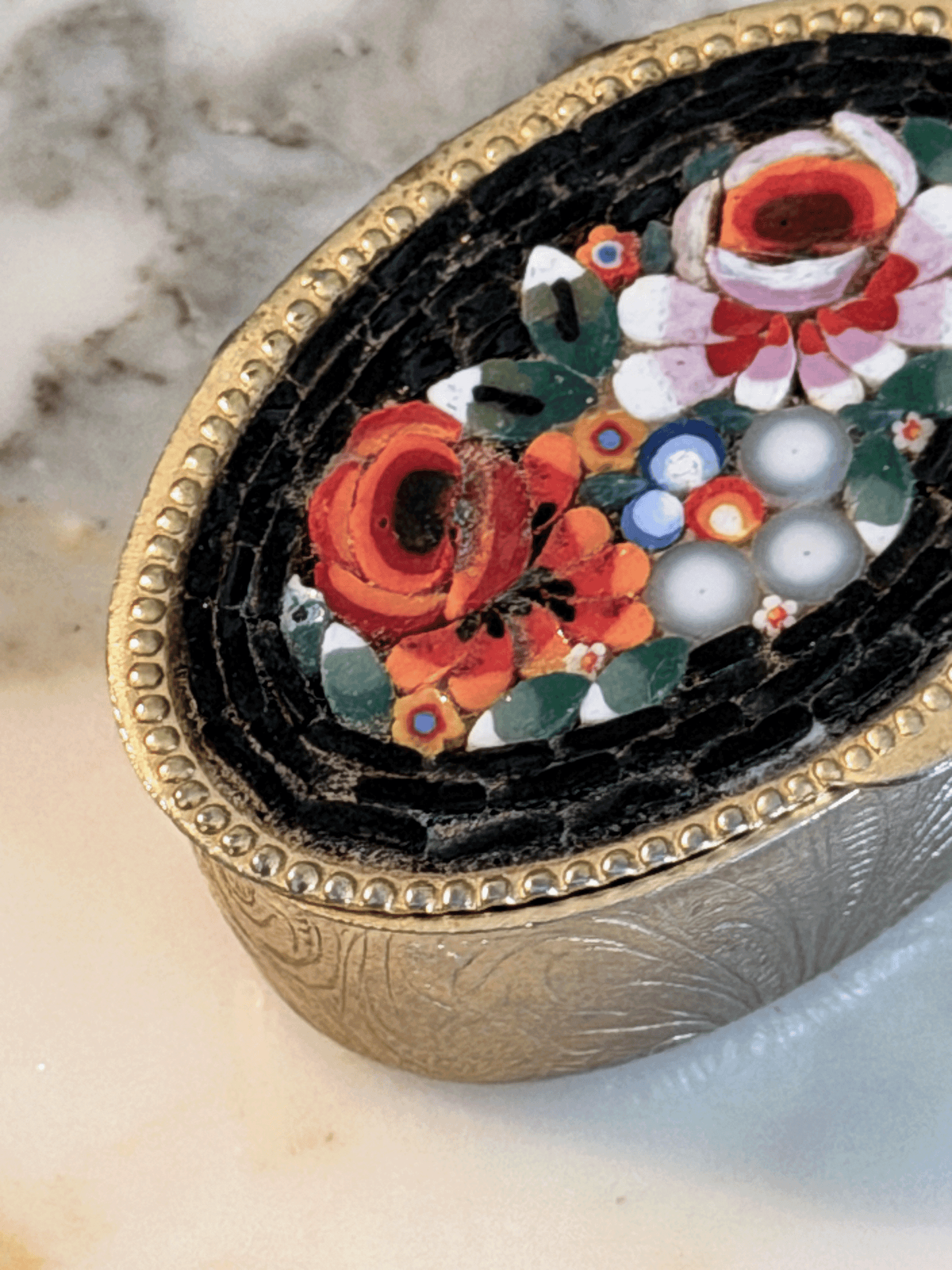 Vintage Italian Micro Mosaic Pill Box