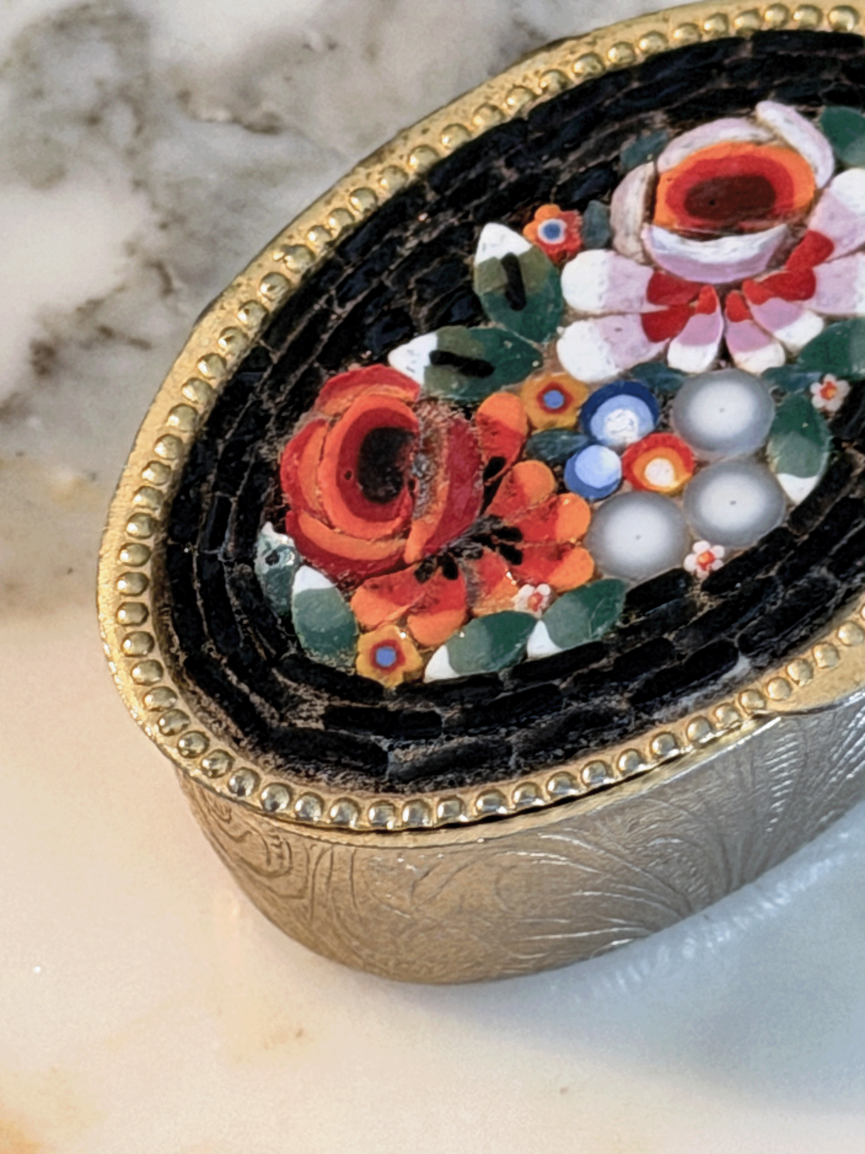 Vintage Italian Micro Mosaic Pill Box