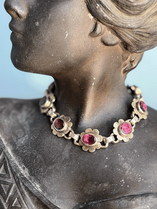 Antique Bohemian Garnet Link Bracelet