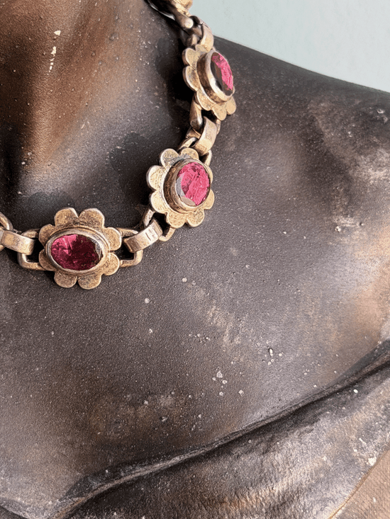 Antique Bohemian Garnet Link Bracelet