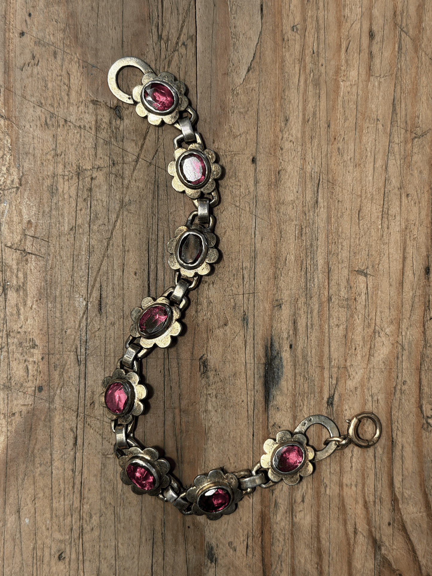 Antique Bohemian Garnet Link Bracelet