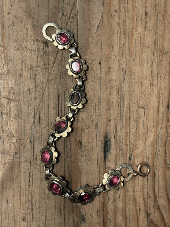 Antique Bohemian Garnet Link Bracelet