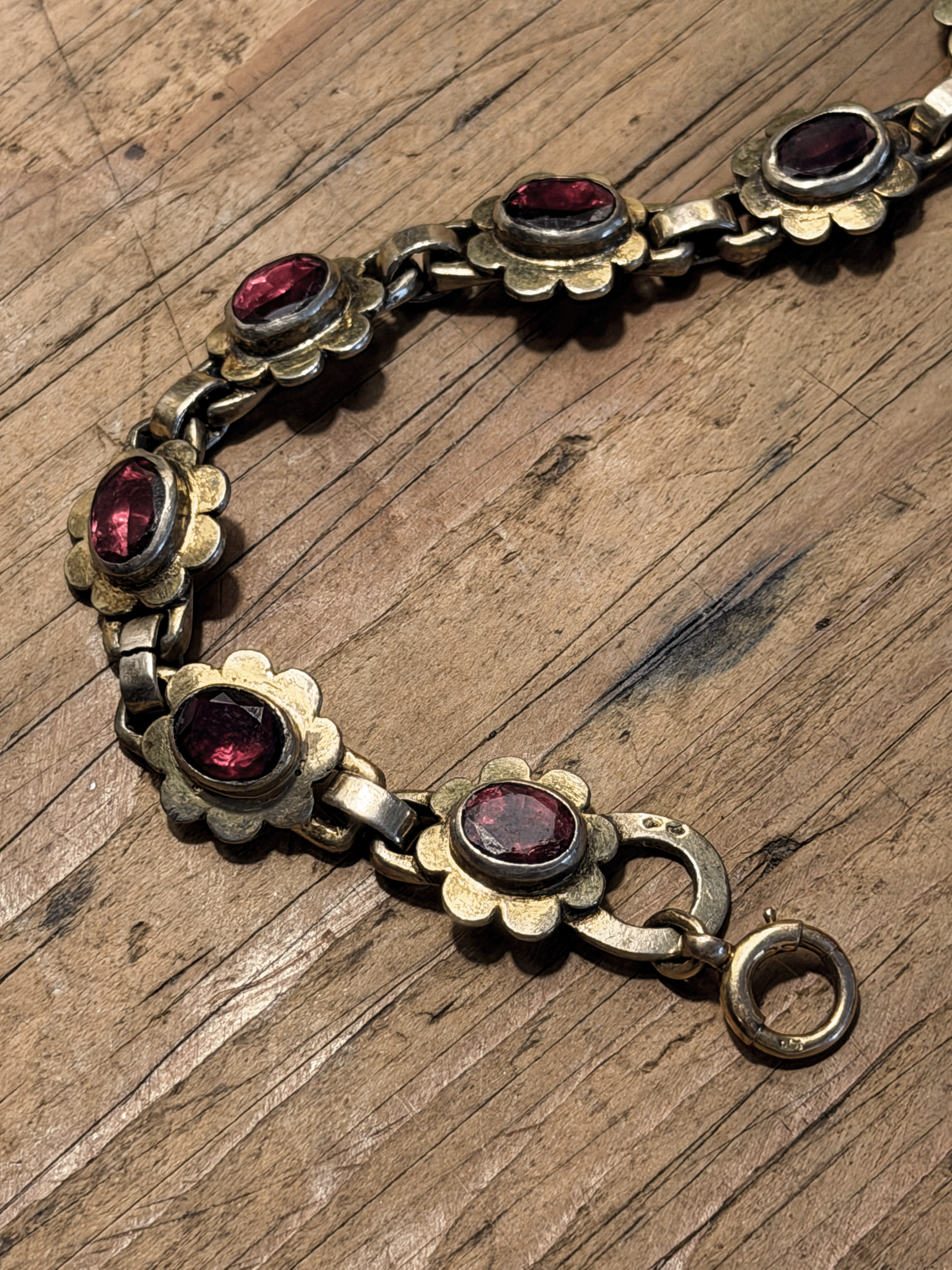 Antique Bohemian Garnet Link Bracelet