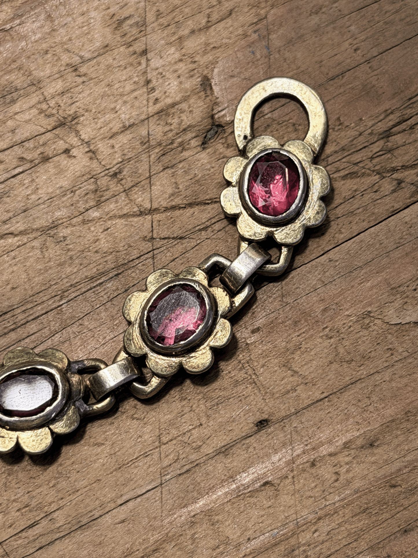 Antique Bohemian Garnet Link Bracelet