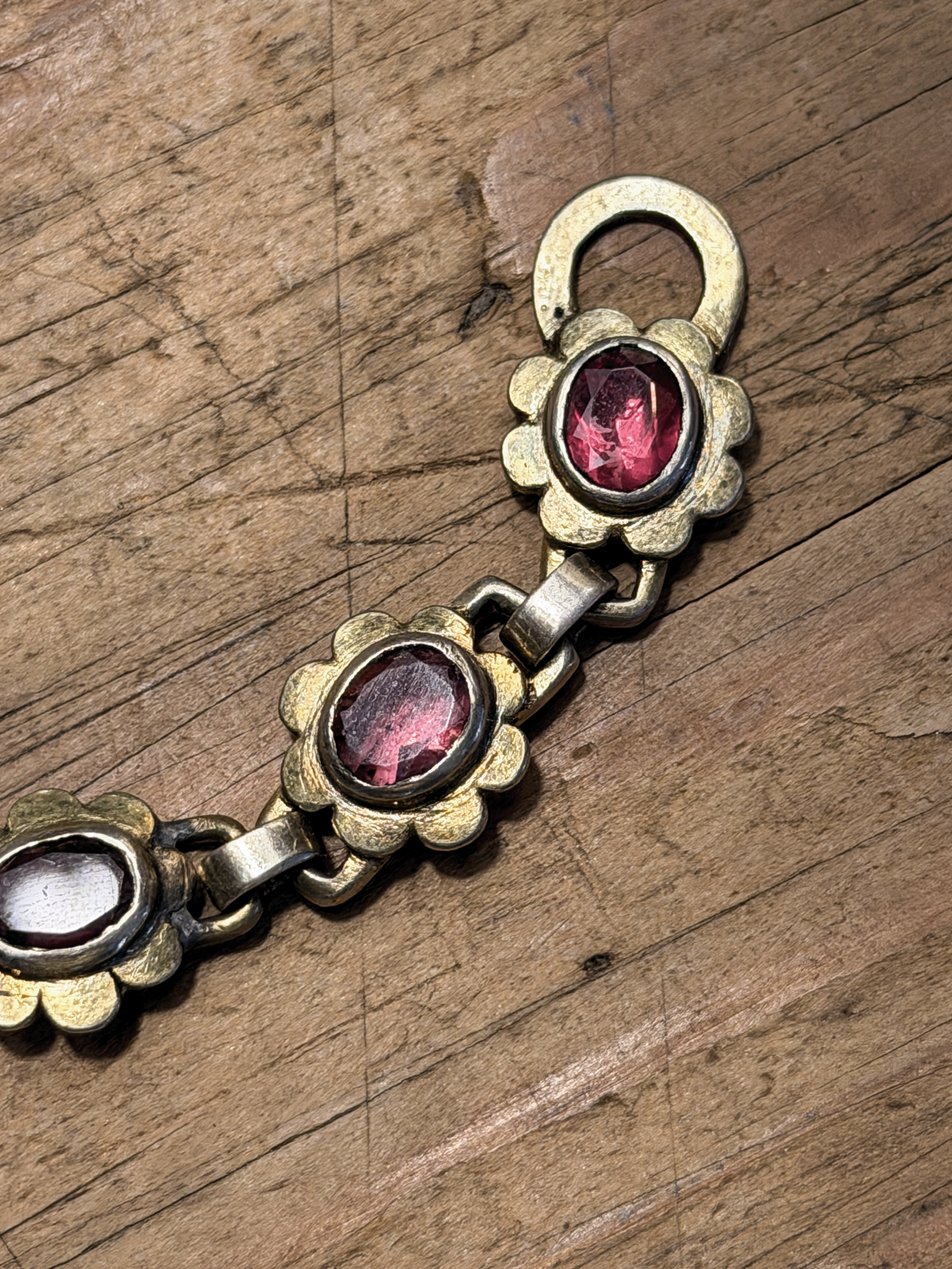 Antique Bohemian Garnet Link Bracelet